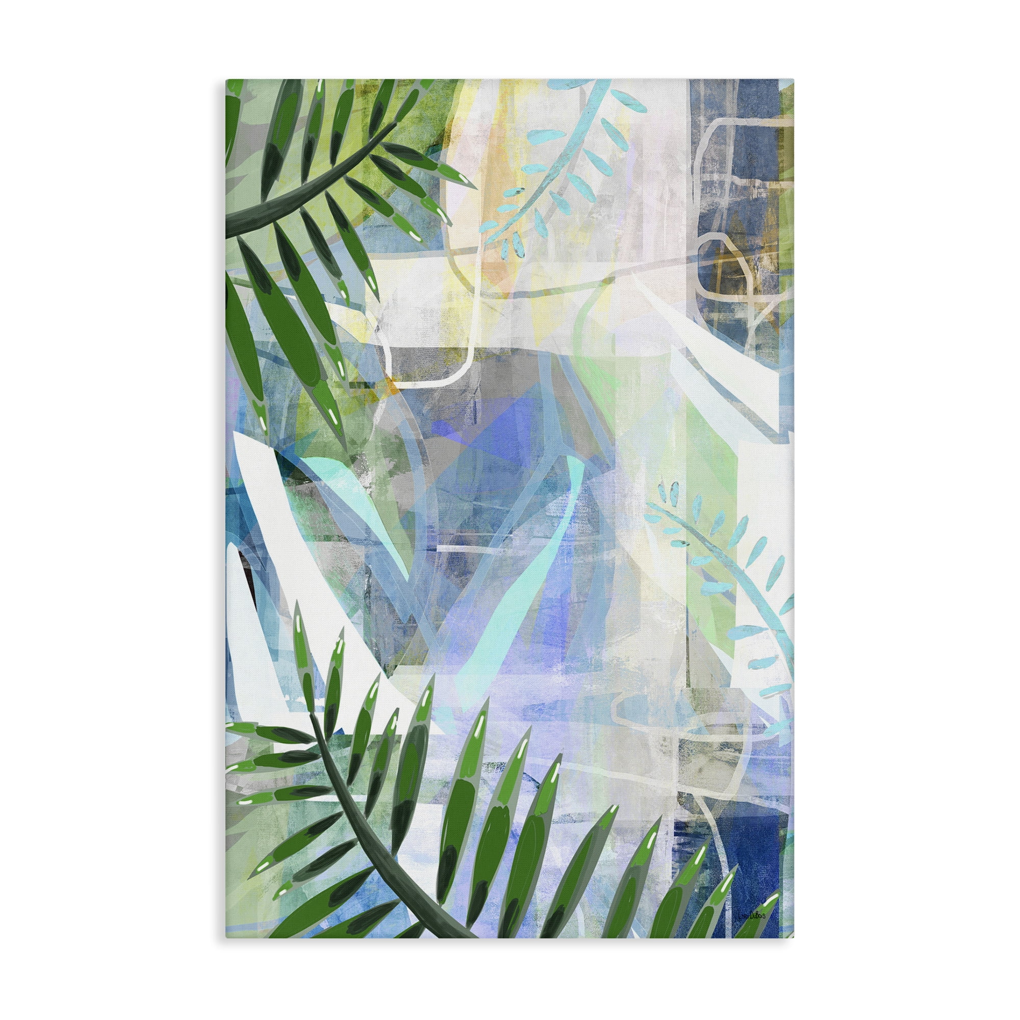 Stupell Industries Geometric Tropical Leaves Coastal Painting Gallery Wrapped Canvas Art Print Wall Art, 20 x 30