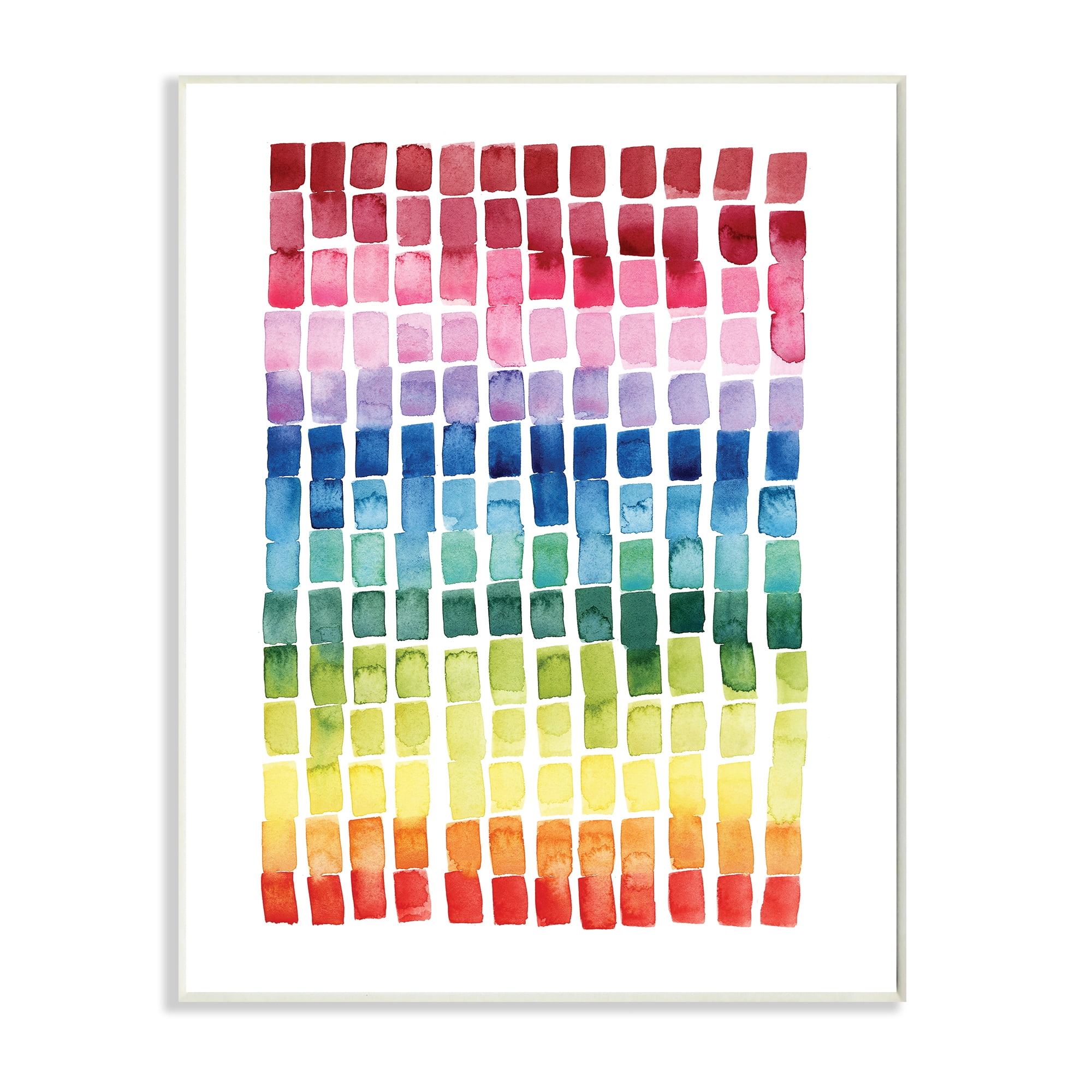 Stupell Industries Geometric Watercolor Rainbow Tiles over White,10 x 15,Designed by Grace Popp