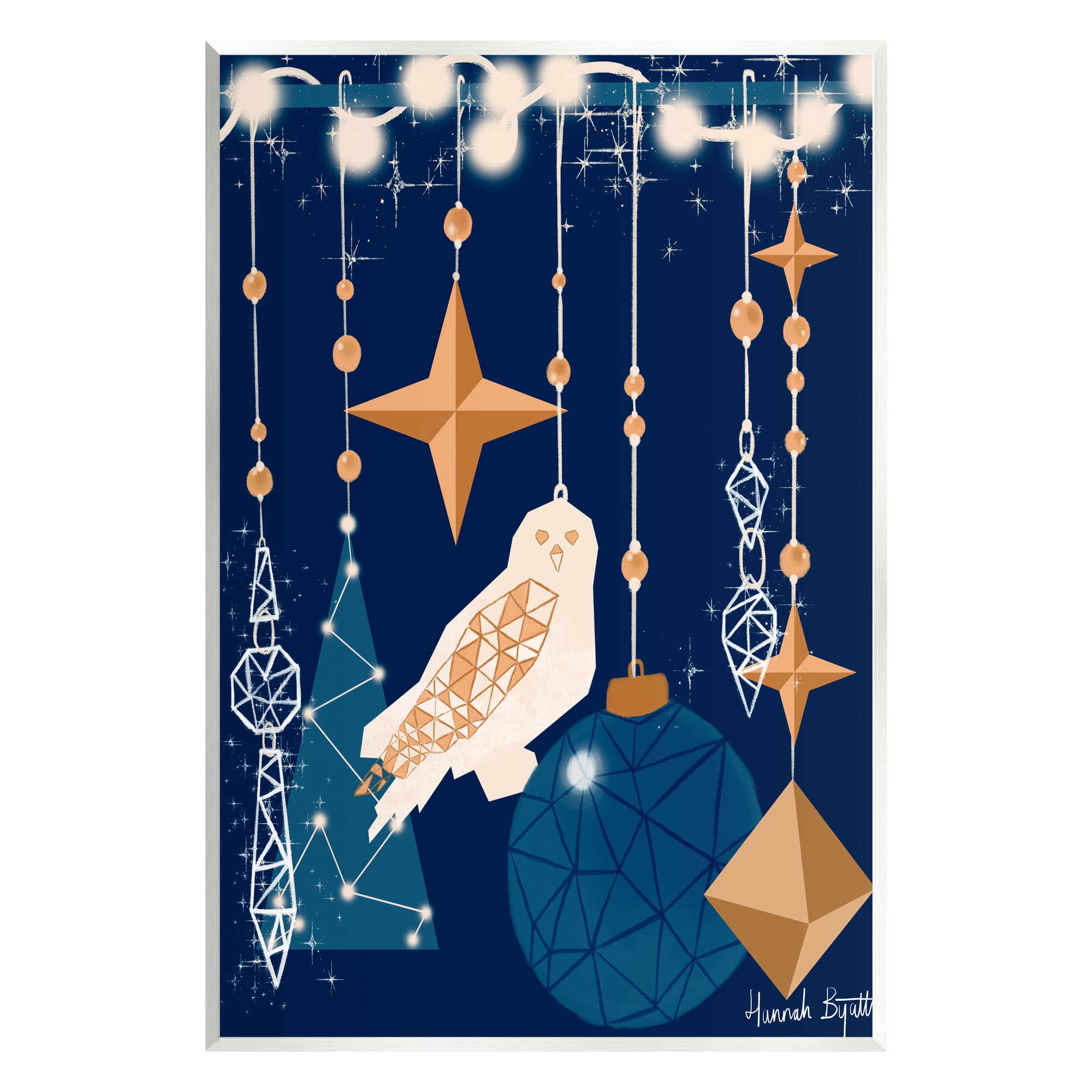 Stupell Industries Geometric Winter Owl Holiday Painting Unframed Art Print Wall Art, 13 x 19