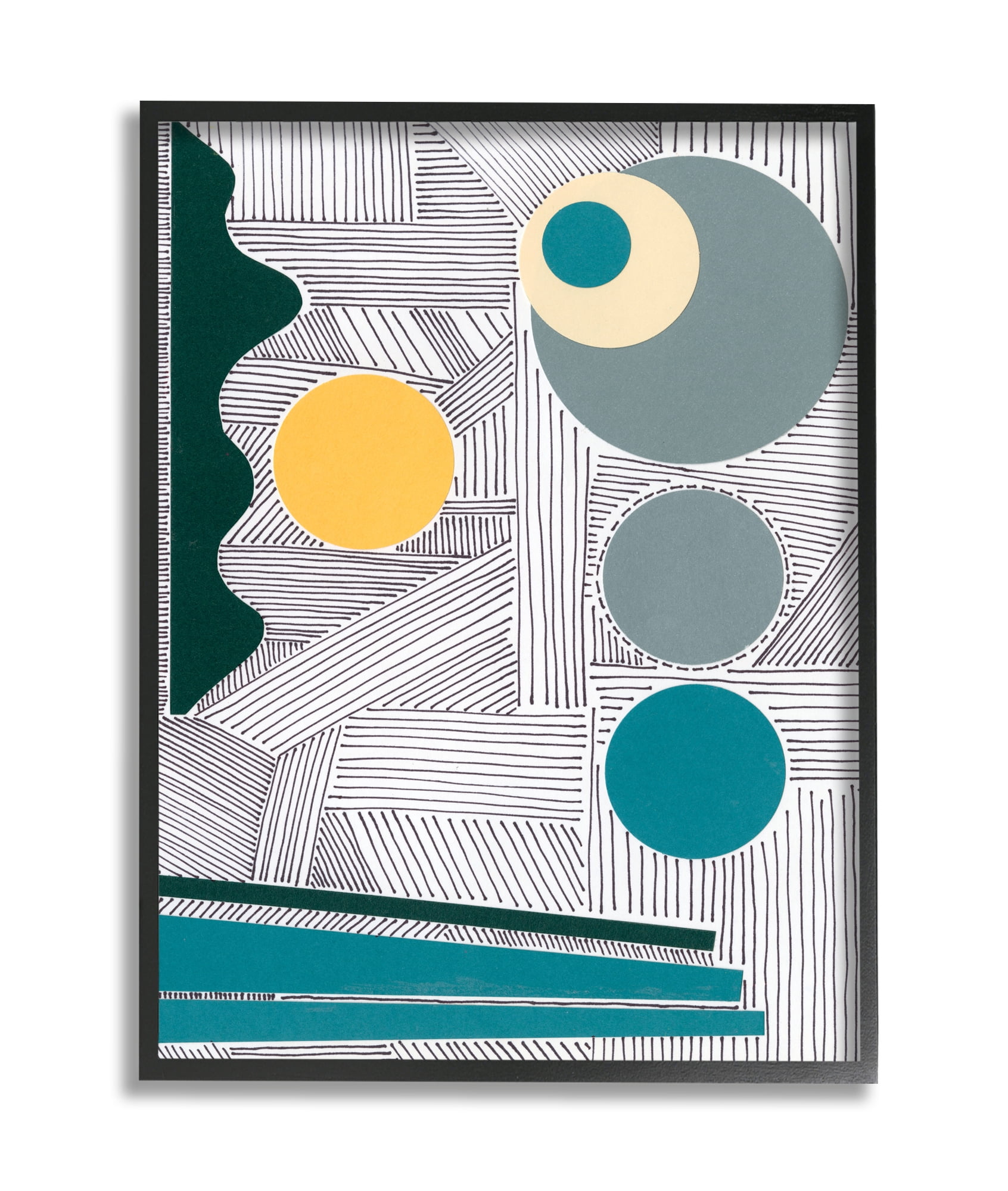Stupell Industries Geometric and Line Abstraction Modern Circular Shapes Black Framed, 11 x 14, Design by Regina Moore