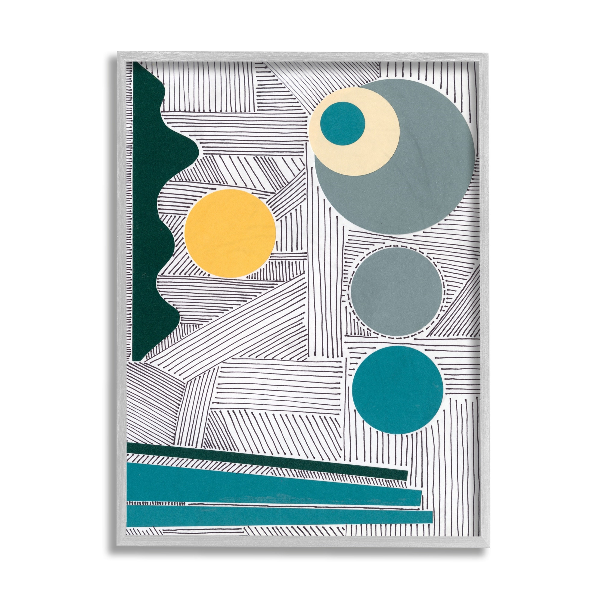 Stupell Industries Geometric and Line Abstraction Modern Circular Shapes Grey Framed, 16 x 20, Design by Regina Moore