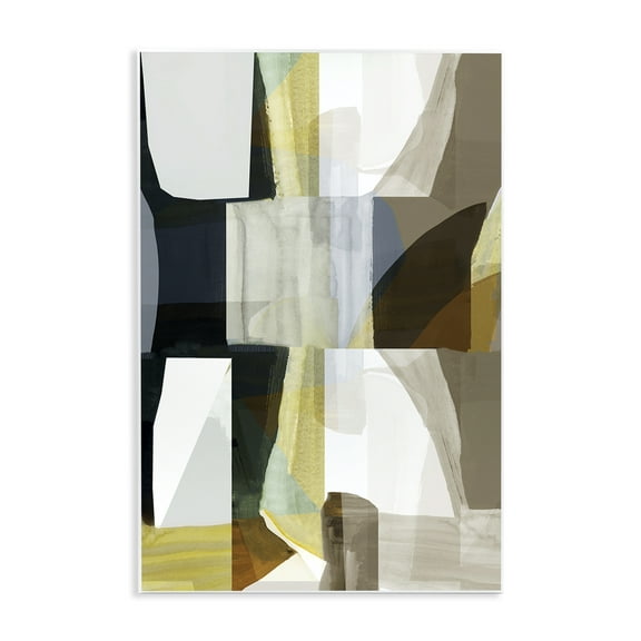 Stupell Industries Geometric with White Blocks Abstract Painting Unframed Art Print Wall Art, 10 x 15