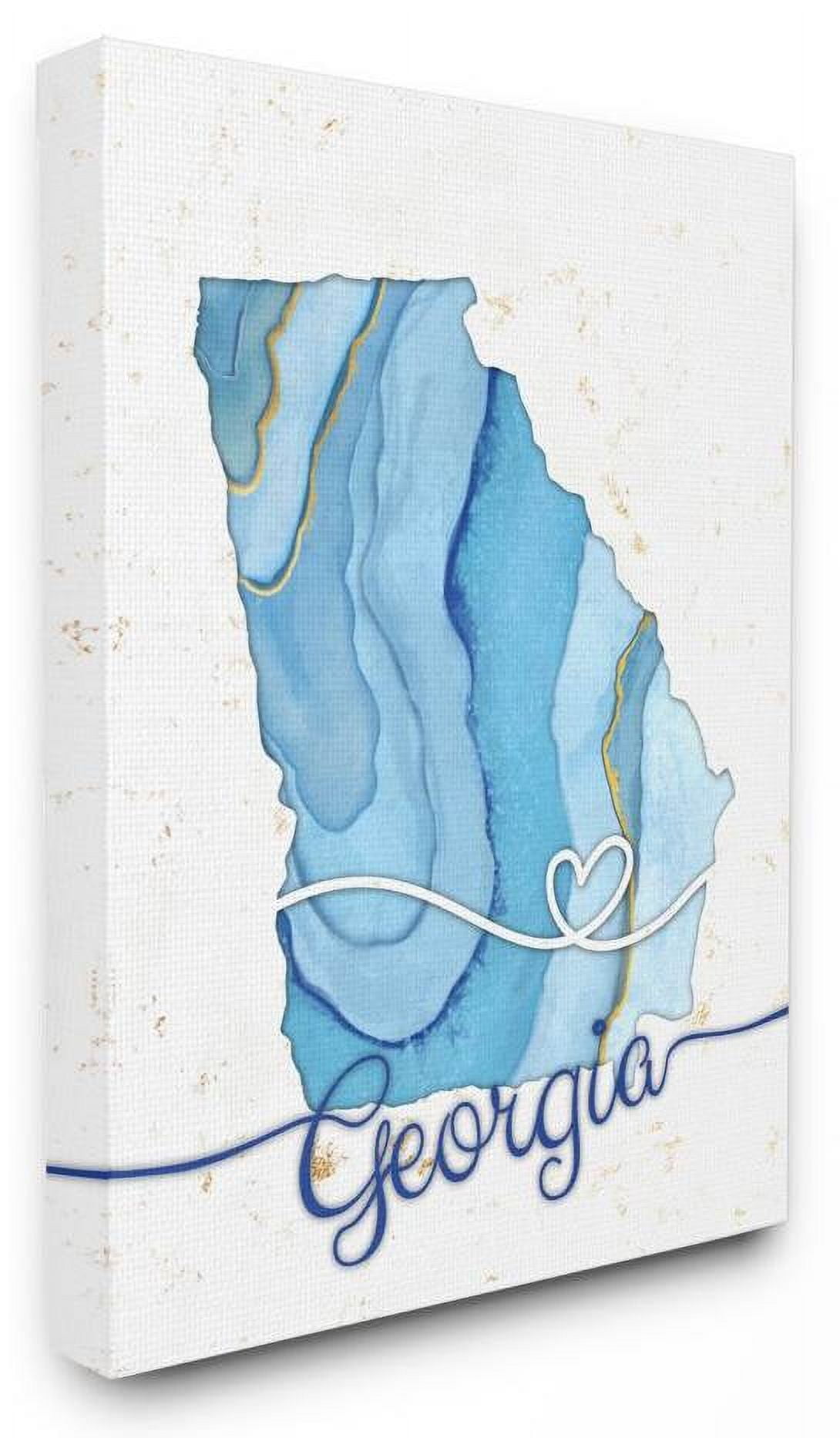 Stupell Industries Georgia Agate Blue US State Design Canvas Wall Art by Ziwei Li
