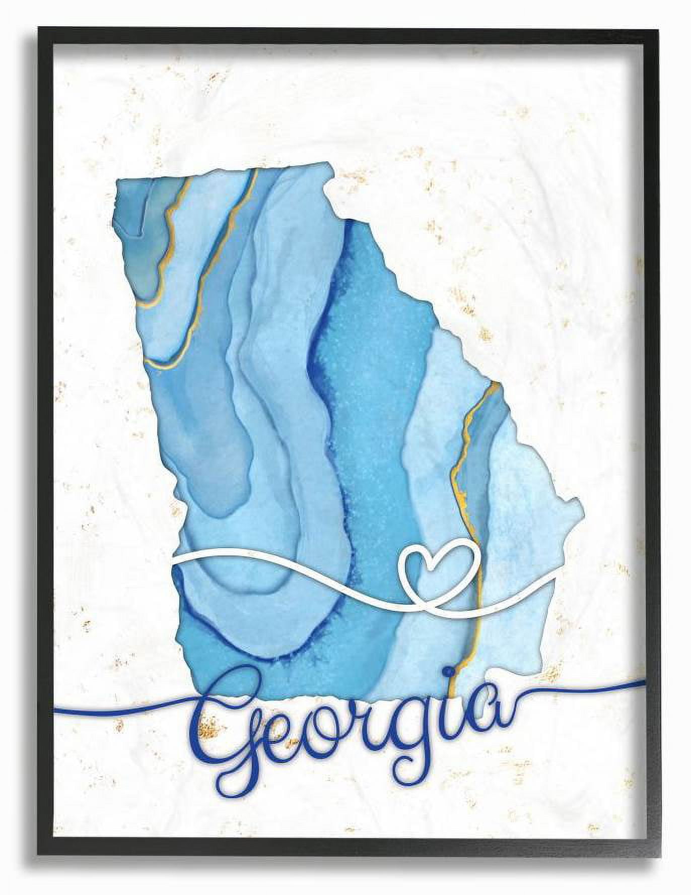 Stupell Industries Georgia Agate Blue US State Design Framed Wall Art by Ziwei Li
