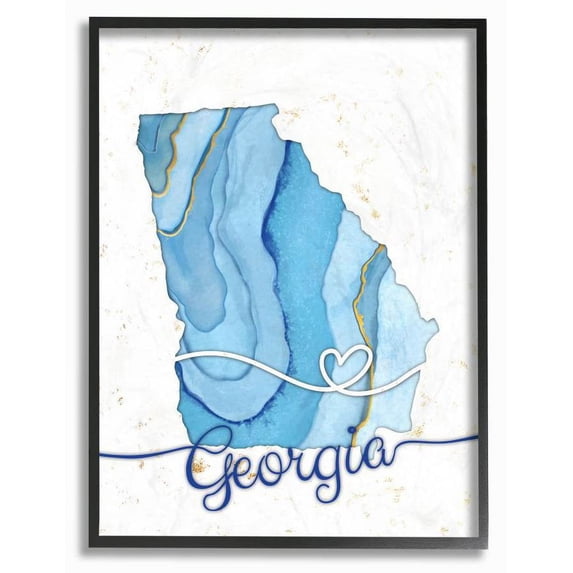 Stupell Industries Georgia Agate Blue US State Design Framed Wall Art by Ziwei Li