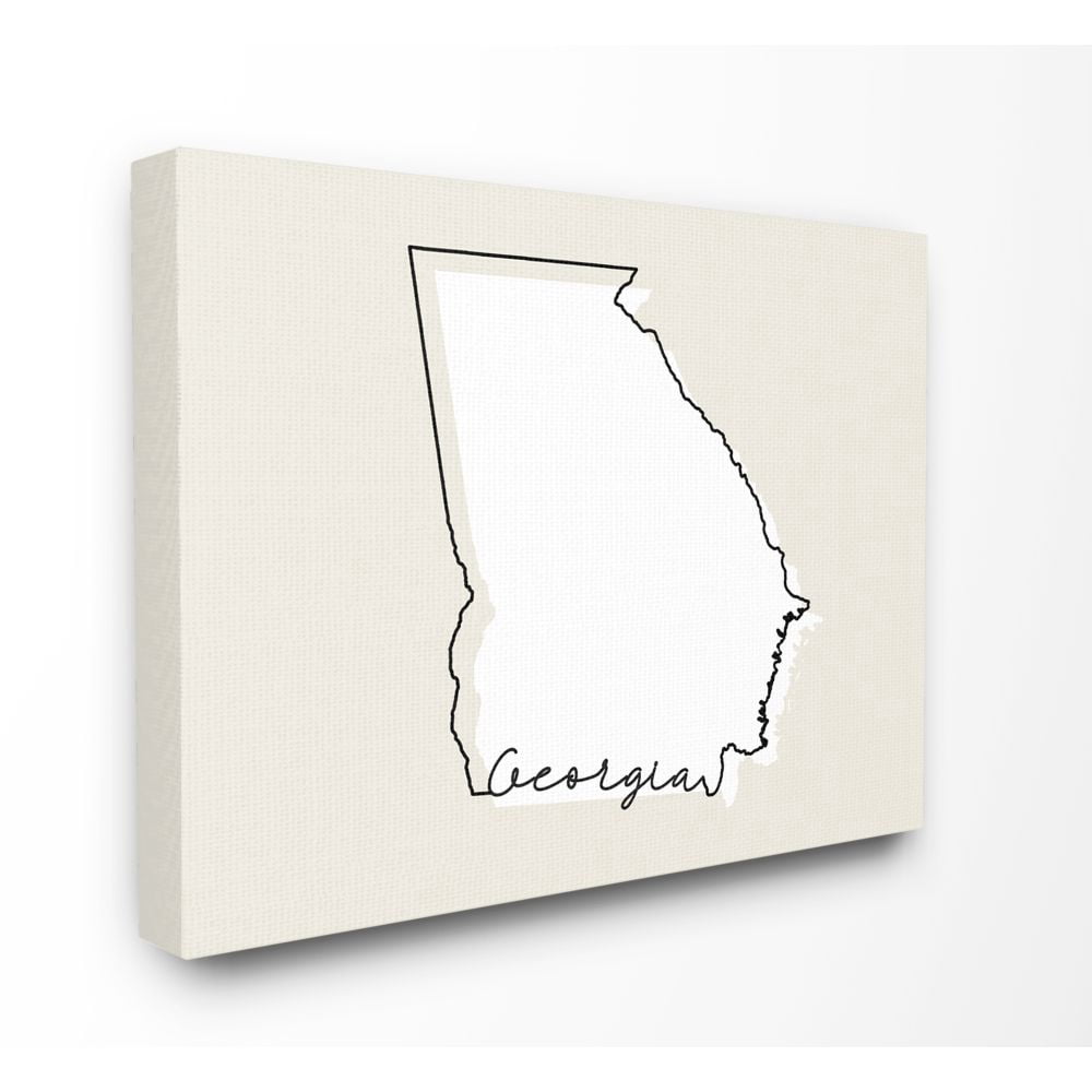 Stupell Industries Georgia Home State Map Neutral Print Design Super Canvas Wall Art by Daphne Polselli