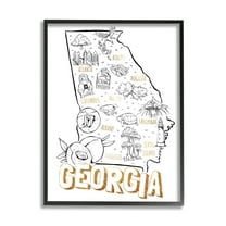 Stupell Industries Georgia Map Landmark Diagram Typography Design Framed Wall Art, 11 x 14, Design by Ziwei Li