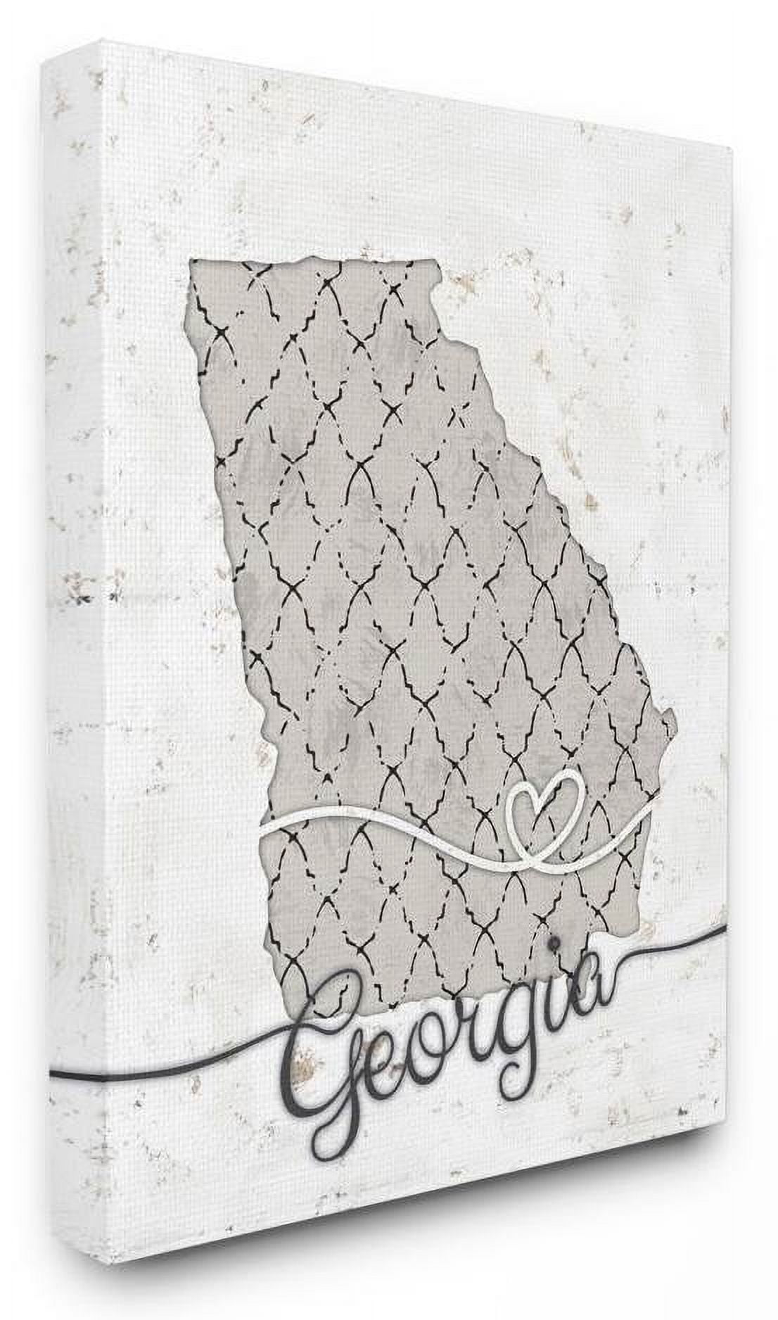 Stupell Industries Georgia Patterned Grey US State Design Canvas Wall Art by Ziwei Li
