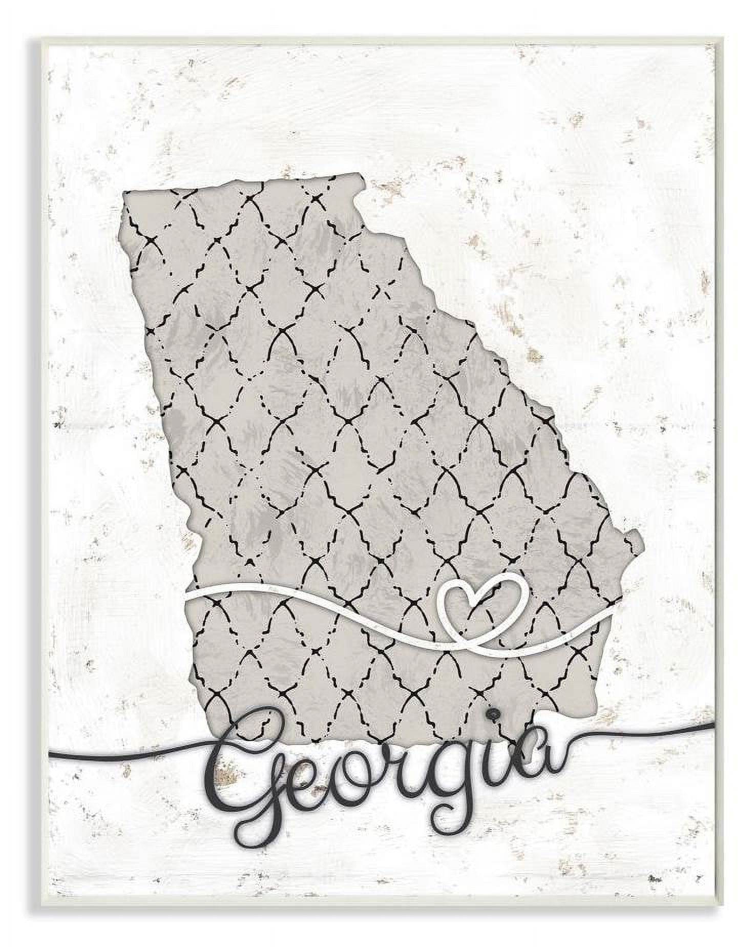 Stupell Industries Georgia Patterned Grey US State Design Wall Plaque by Ziwei Li
