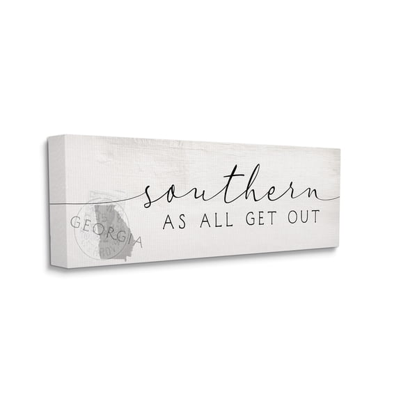 Stupell Industries Georgia State Southern As All Sentiment US Graphic Art Gallery-Wrapped Canvas Print Wall Art, 10x24, by Daphne Polselli