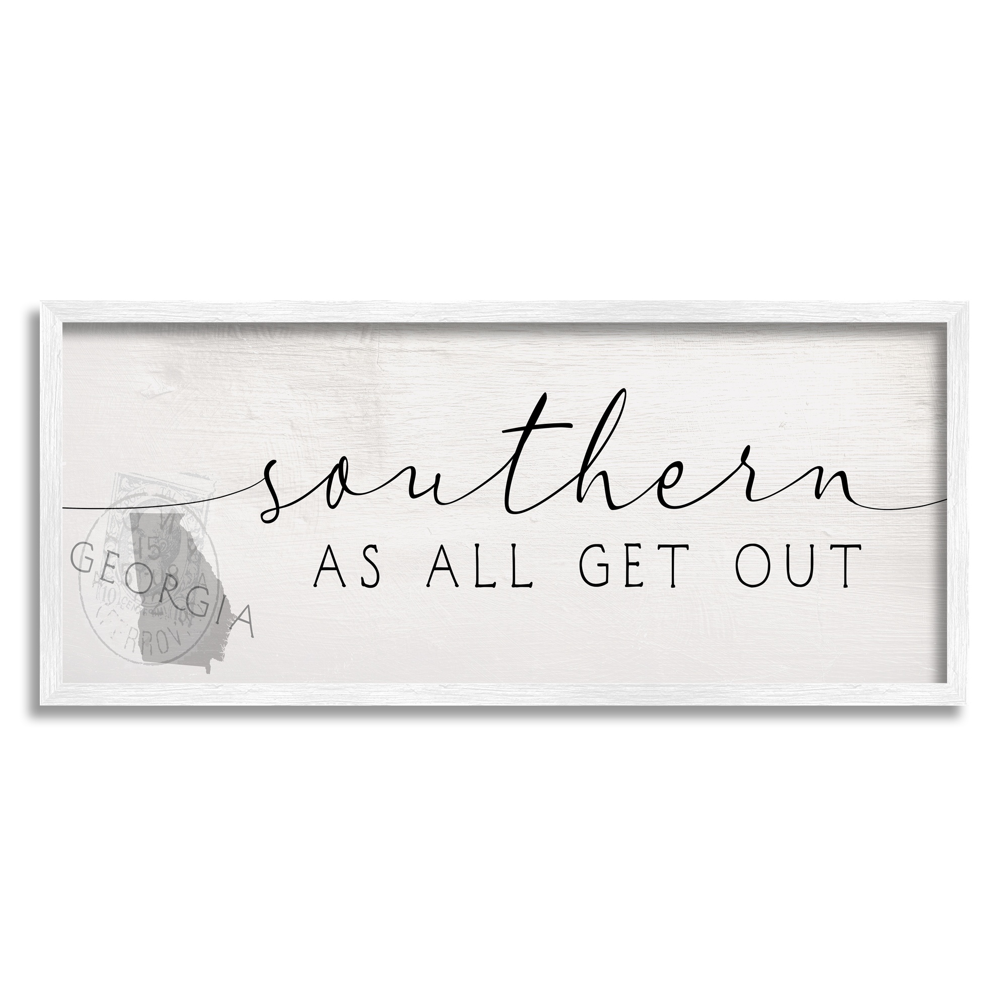 Stupell Industries Georgia State Southern As All Sentiment US Novelty Painting White Framed Art Print Wall Art, 10 x 24, Design by Daphne Polselli