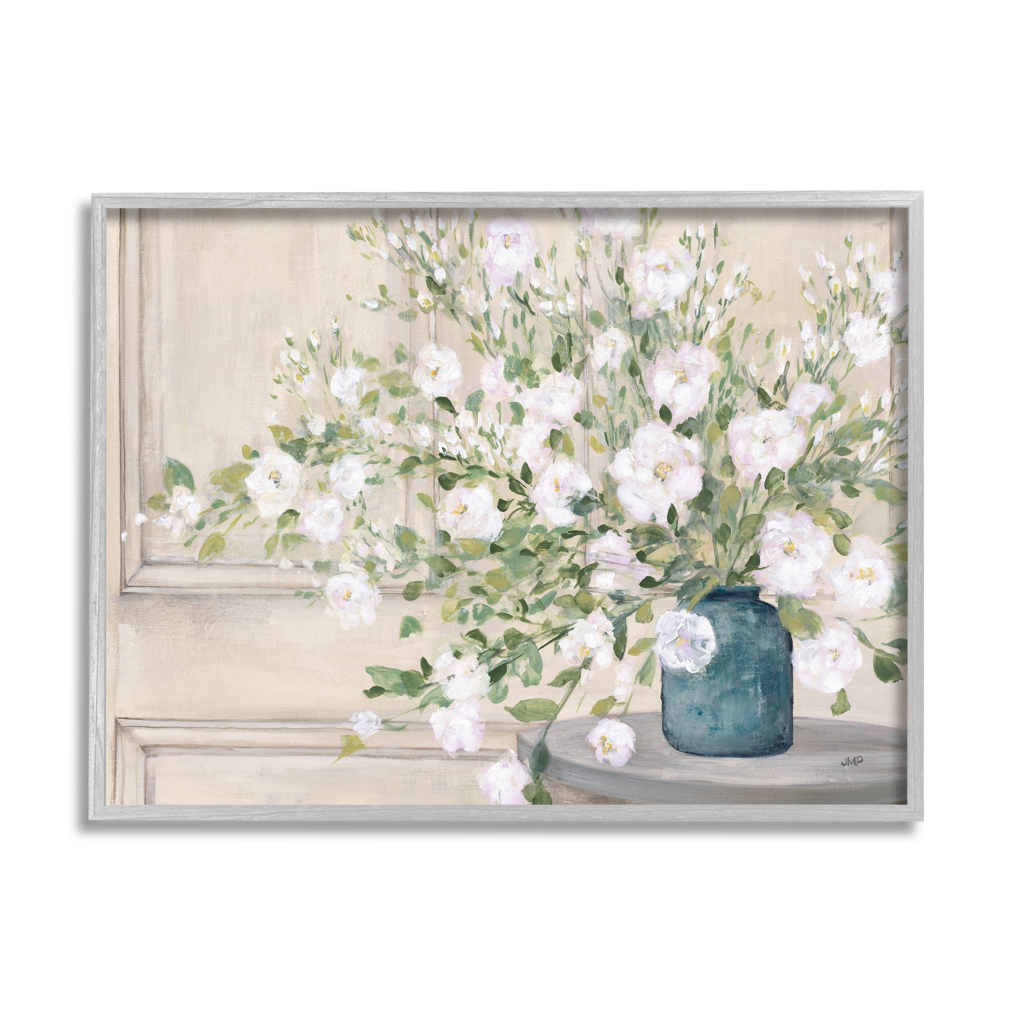 Gray Framed Floral Still Life Canvas Print, 13 x 18