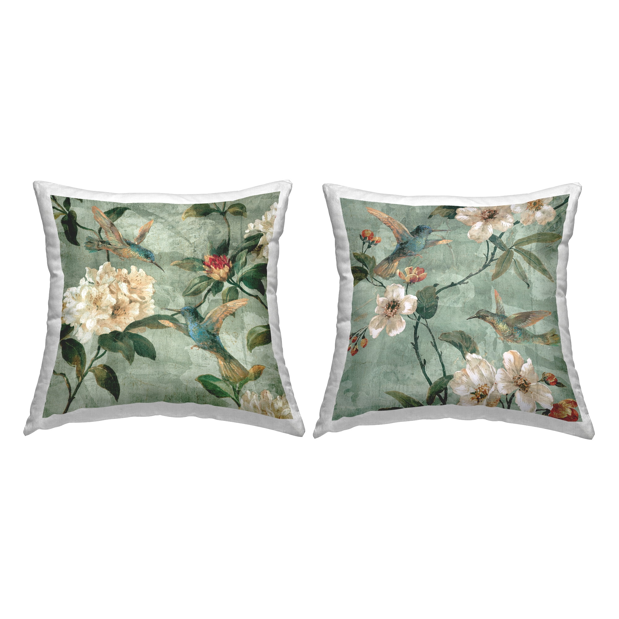 Stupell Industries Geraniums & Hummingbirds Decorative Printed Throw Pillow, 18 x 18