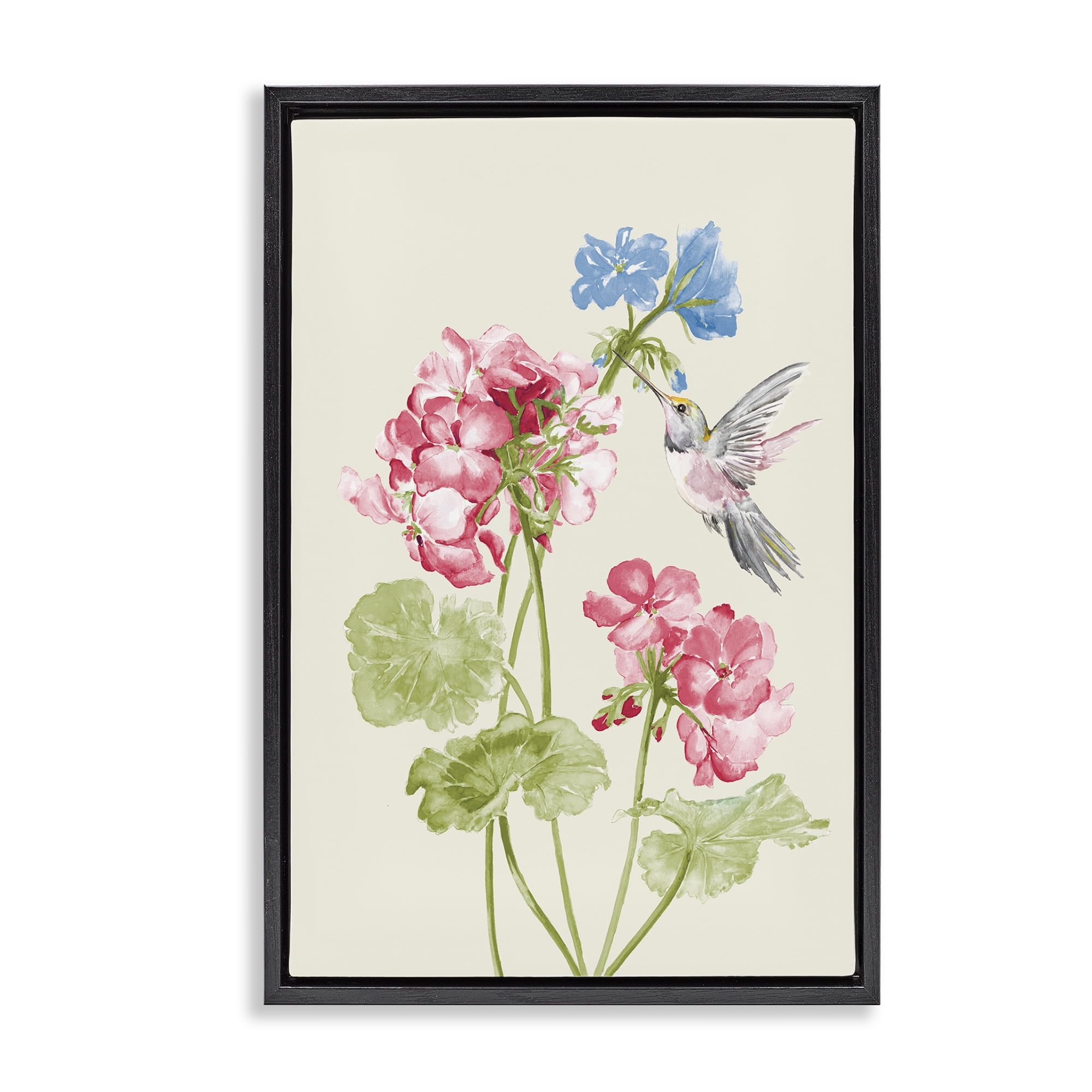 Stupell Industries Geraniums In Bloom Botanical & Floral Painting Black Floater Framed Art Print Wall Art, 21 x 31