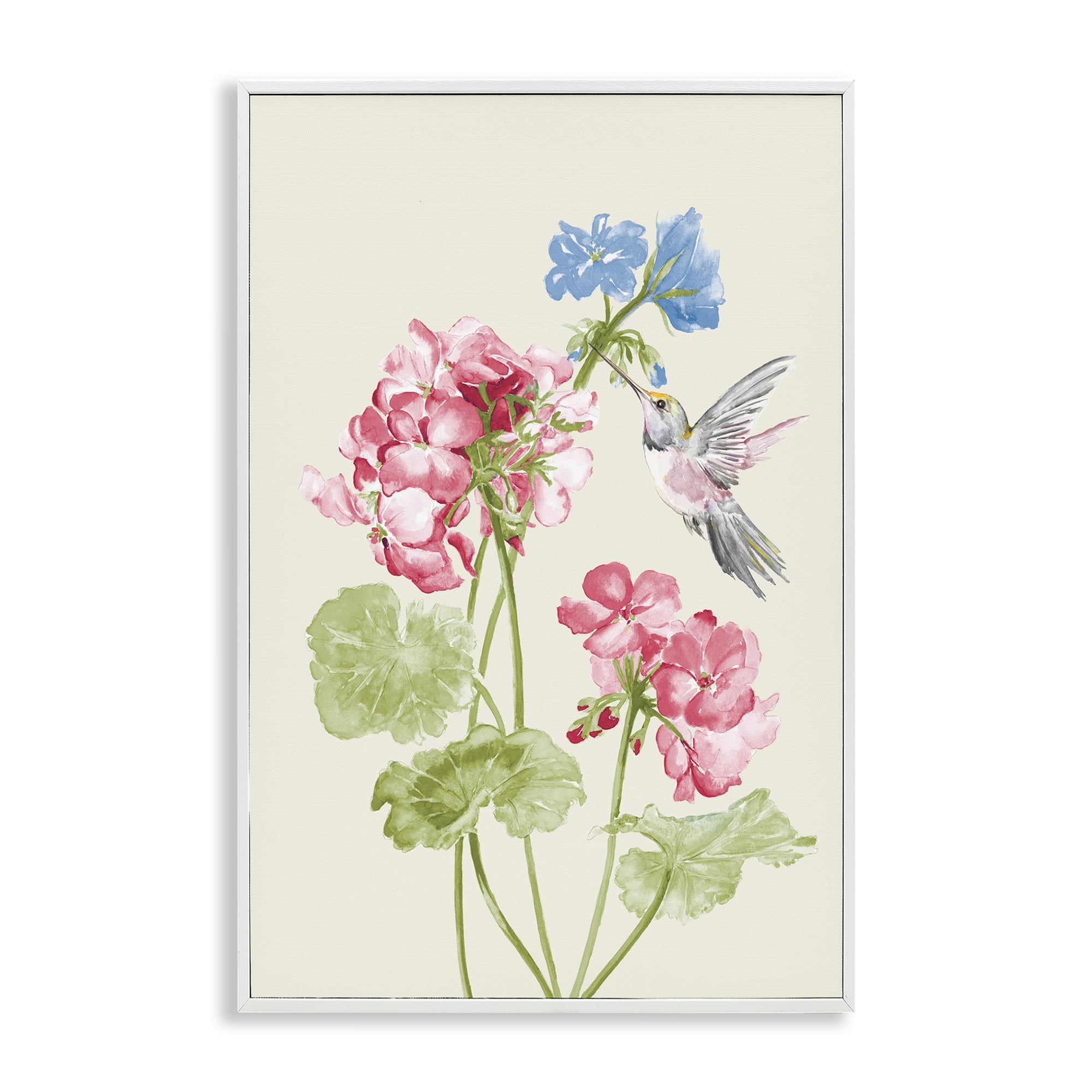 Stupell Industries Geraniums In Bloom Botanical & Floral Painting White Framed Art Print Wall Art, 16 x 24