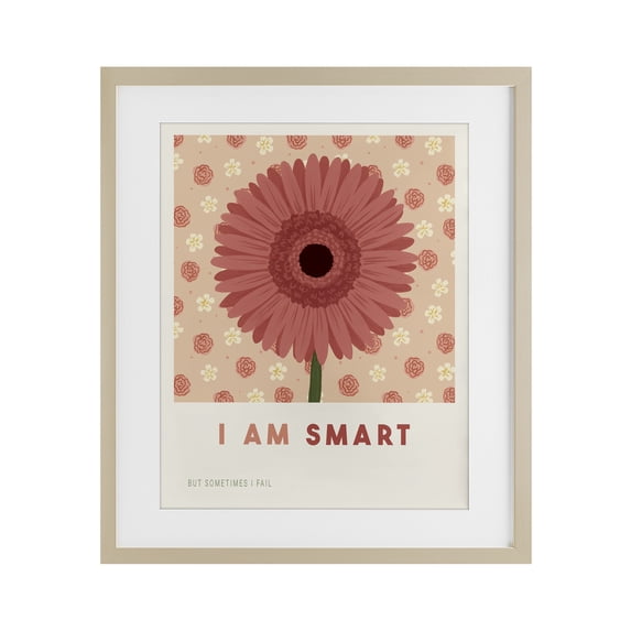 Stupell Industries Cottage Gerber Daisy I Am Smart Birch Framed Print Under Glass, 13 x 16, by Courtney Haley