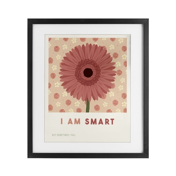 Stupell Industries Gerber Daisy I Am Smart Black Framed Print Under Glass design by Courtney Haley, 16 x 13
