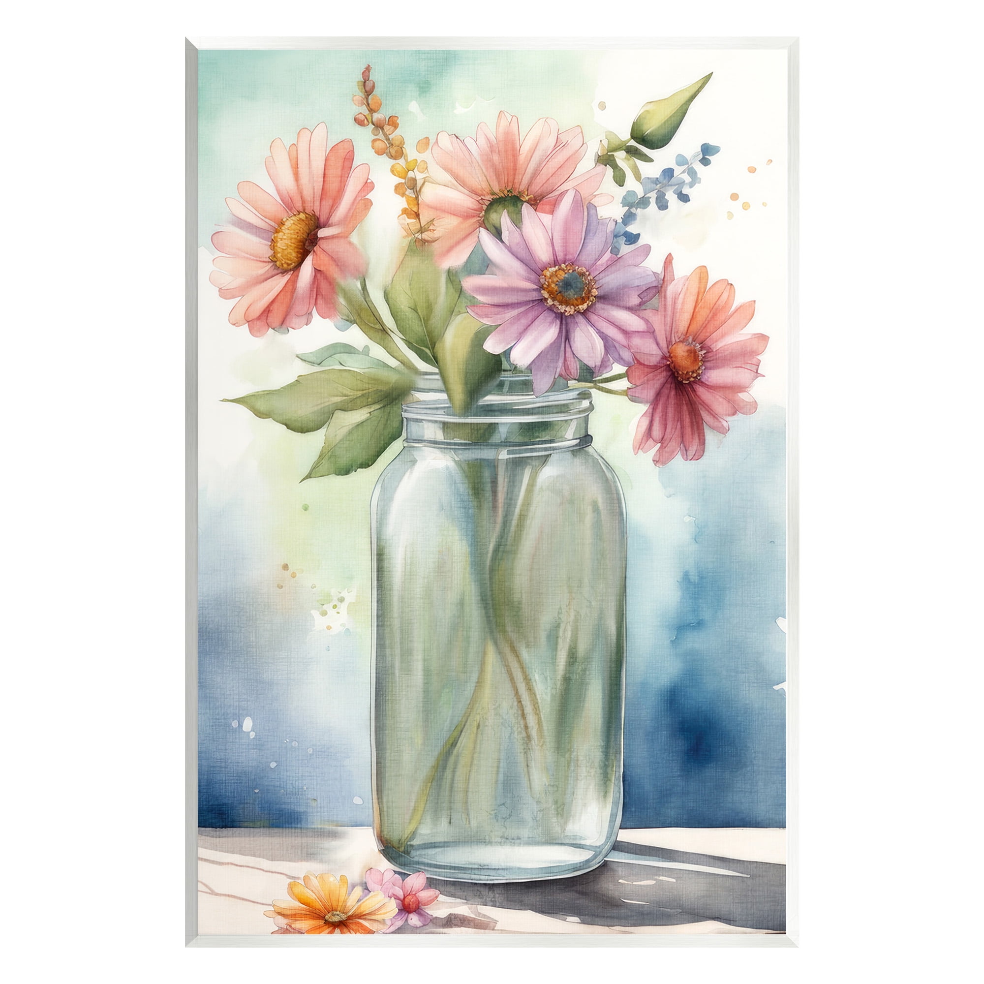 Stupell Industries Gerbera Daisies in Jar Botanical & Floral Painting Unframed Art Print Wall Art, 13 x 19