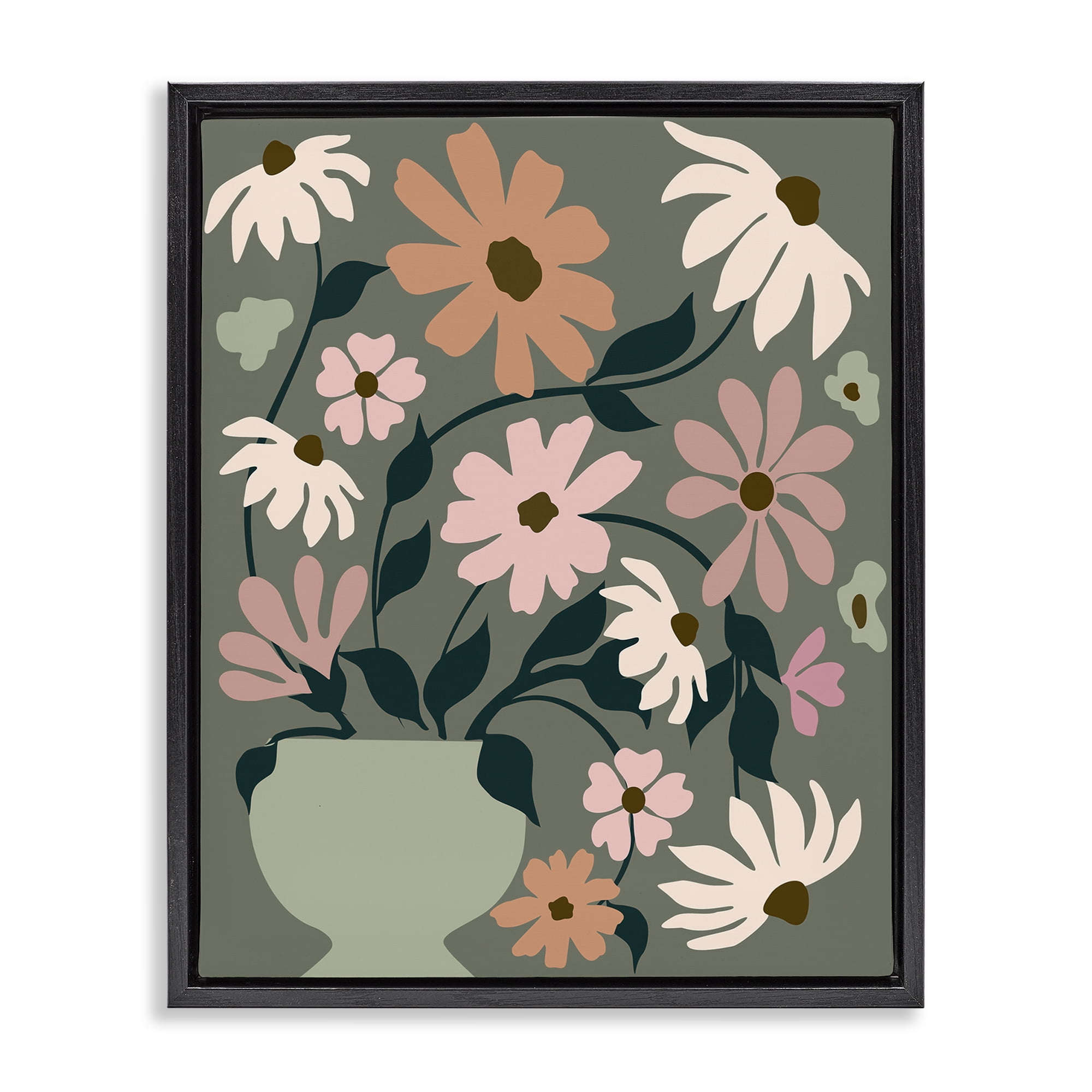 Stupell Industries Gerbera Daisy Bouquet Botanical & Floral Painting Black Floater Framed Art Print Wall Art, 25 x 31