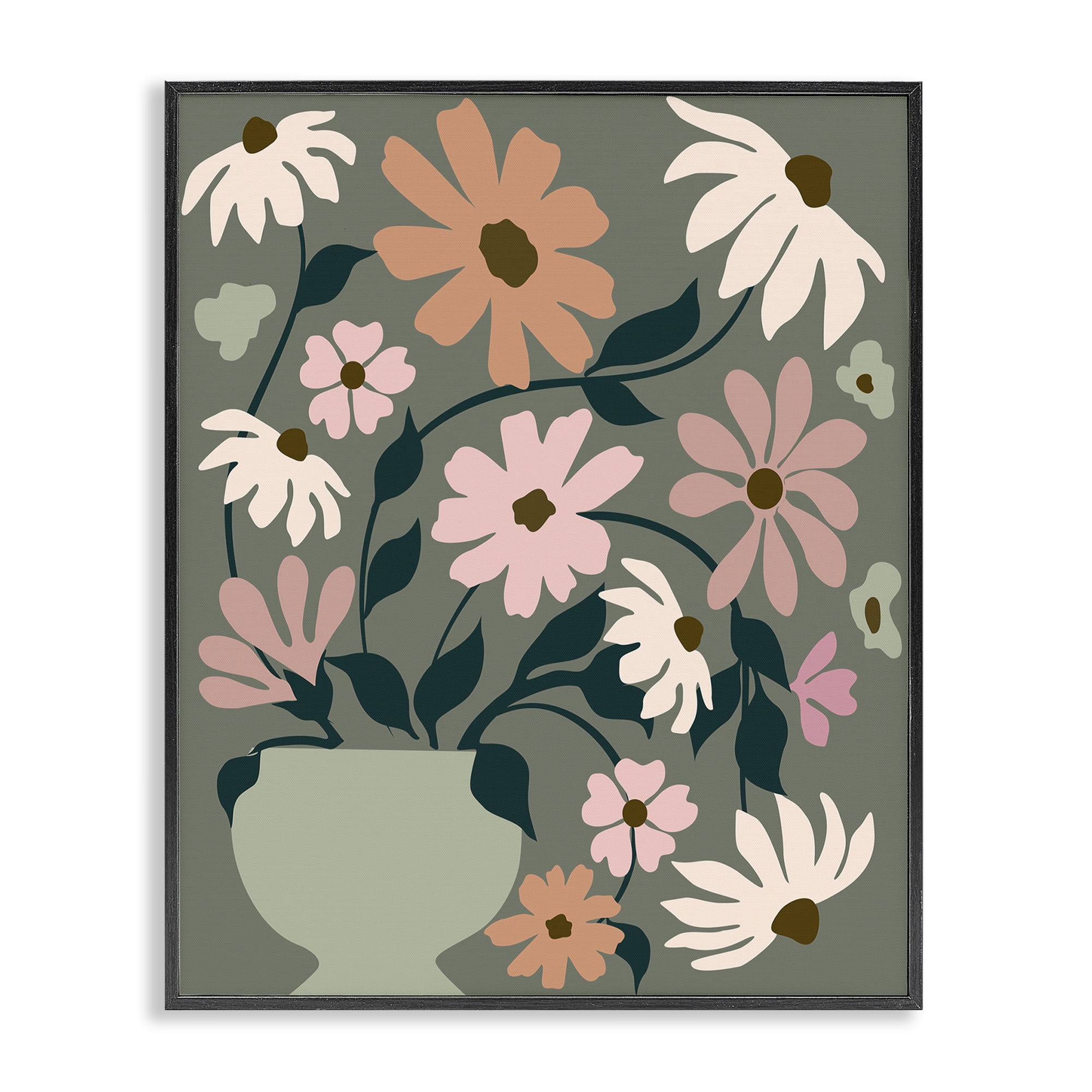 Stupell Industries Gerbera Daisy Bouquet Botanical & Floral Painting Black Framed Art Print Wall Art, 11 x 14