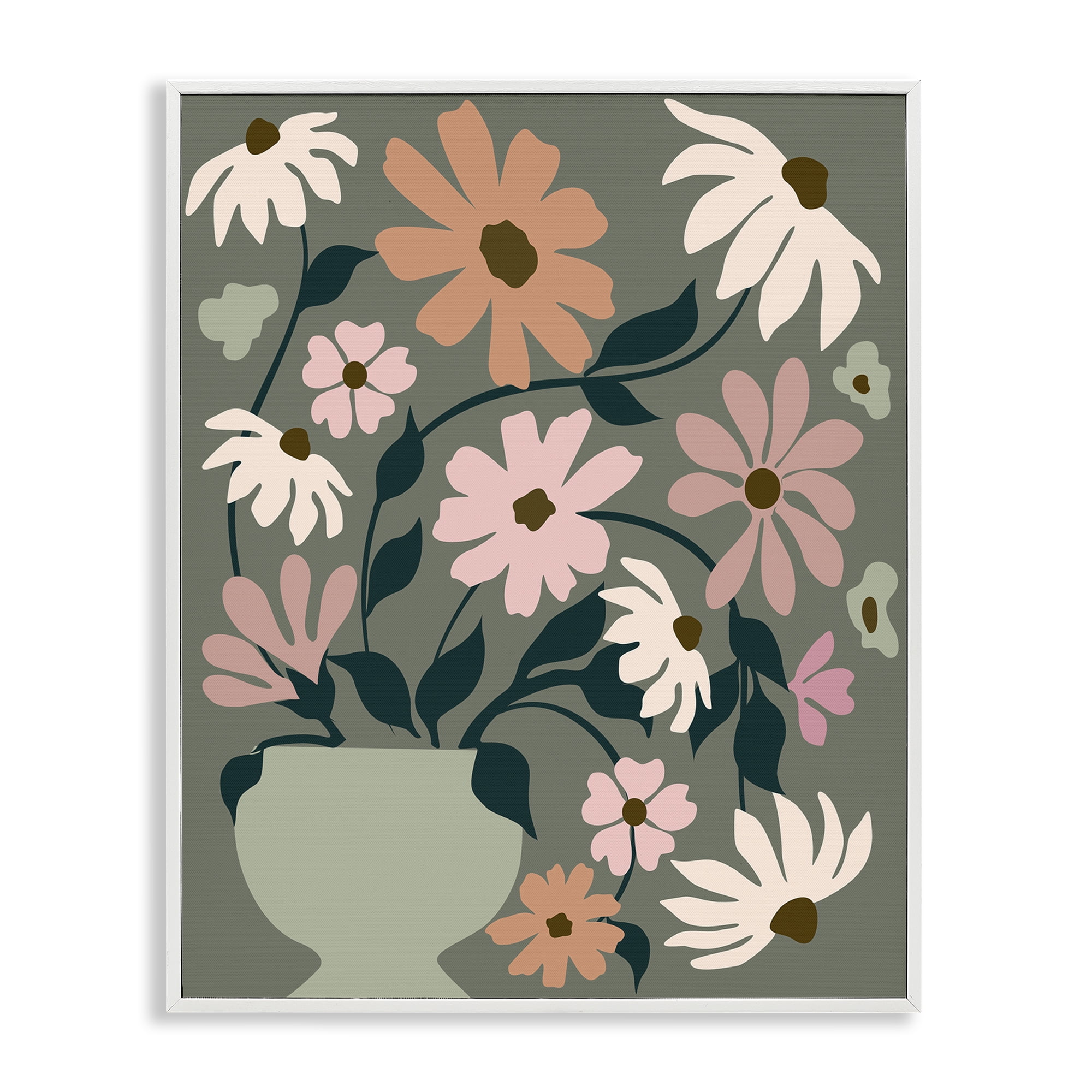 Stupell Industries Gerbera Daisy Bouquet Botanical & Floral Painting White Framed Art Print Wall Art, 24 x 30