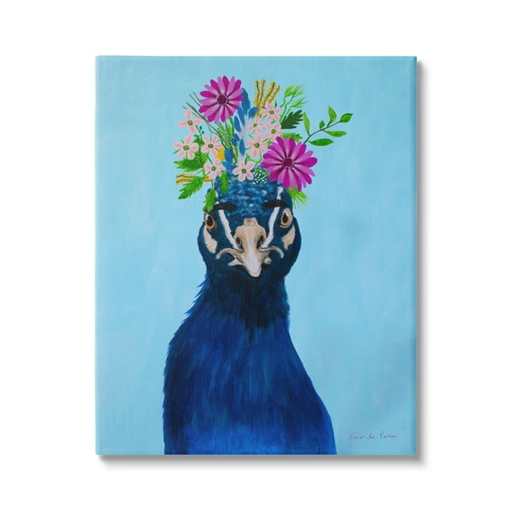 Stupell Industries Gerbera Forget Me Not Flowers Royal Blue Peacock Portrait , 36 x 48, Design by Coco de Paris