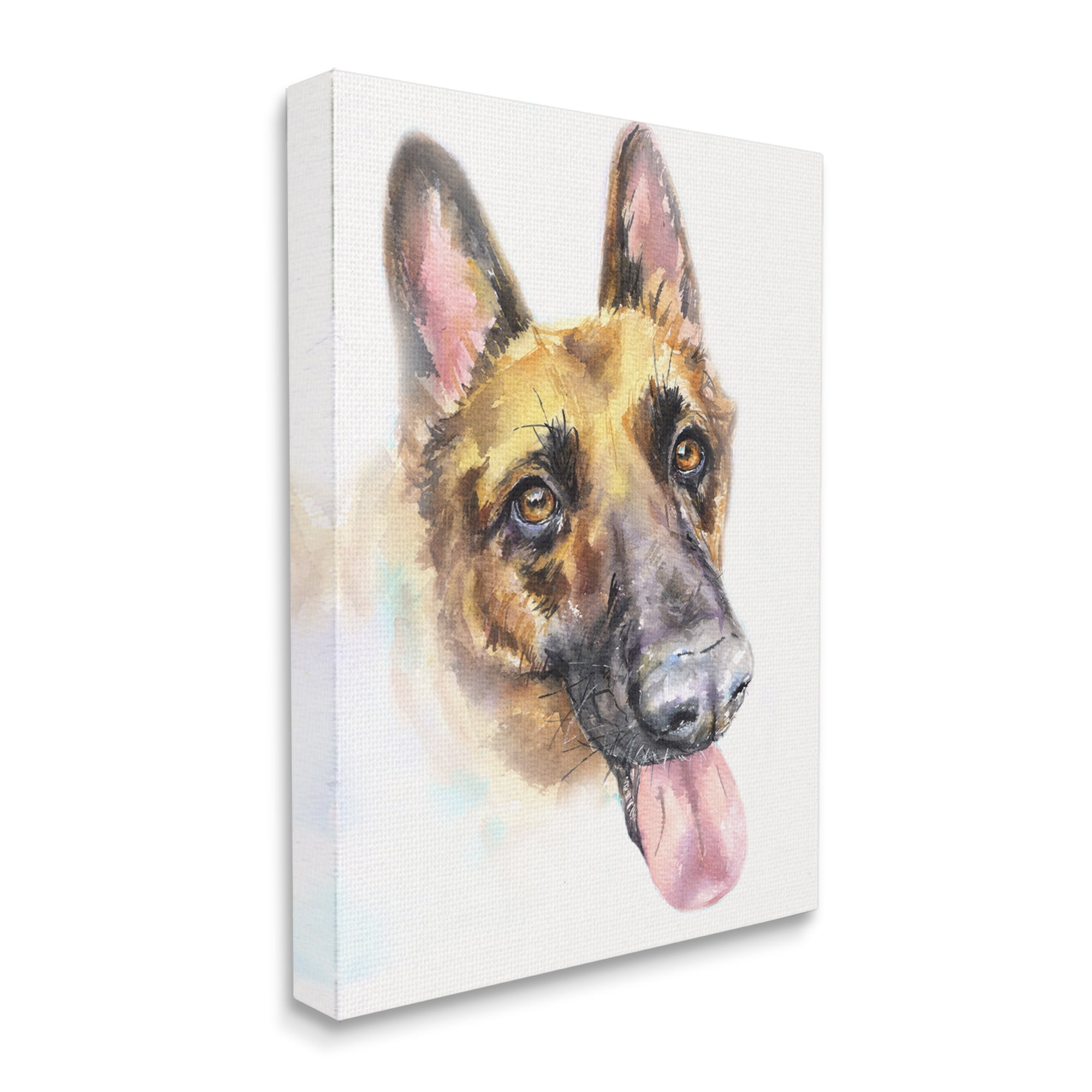 Stupell Industries German Shepard Pet Dog Tongue Out Portrait Canvas Wall Art, 16 x 20, Design by George Dyachenko