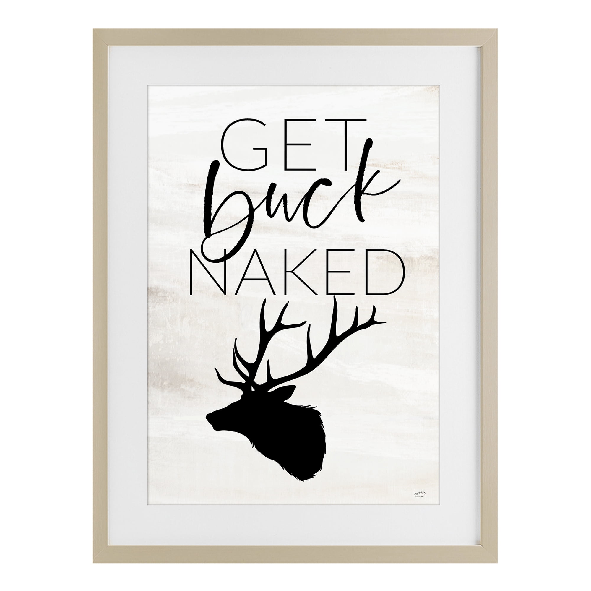 Stupell Industries Get Buck Naked Birch Framed Print Under Glass, design by Lux + Me Designs