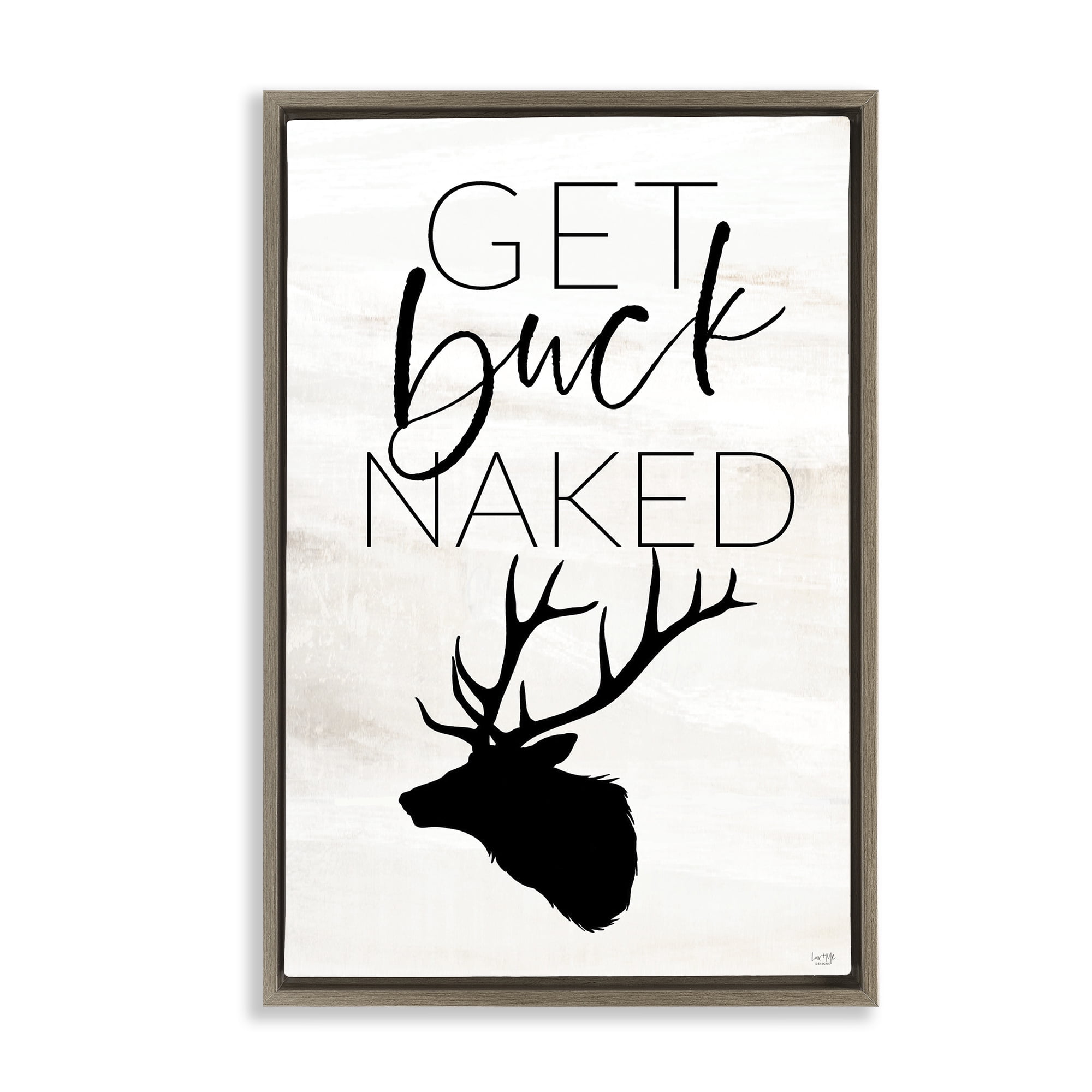 Stupell Industries Get Buck Naked Brown Framed Floater Canvas Wall Art, design by Lux + Me Designs