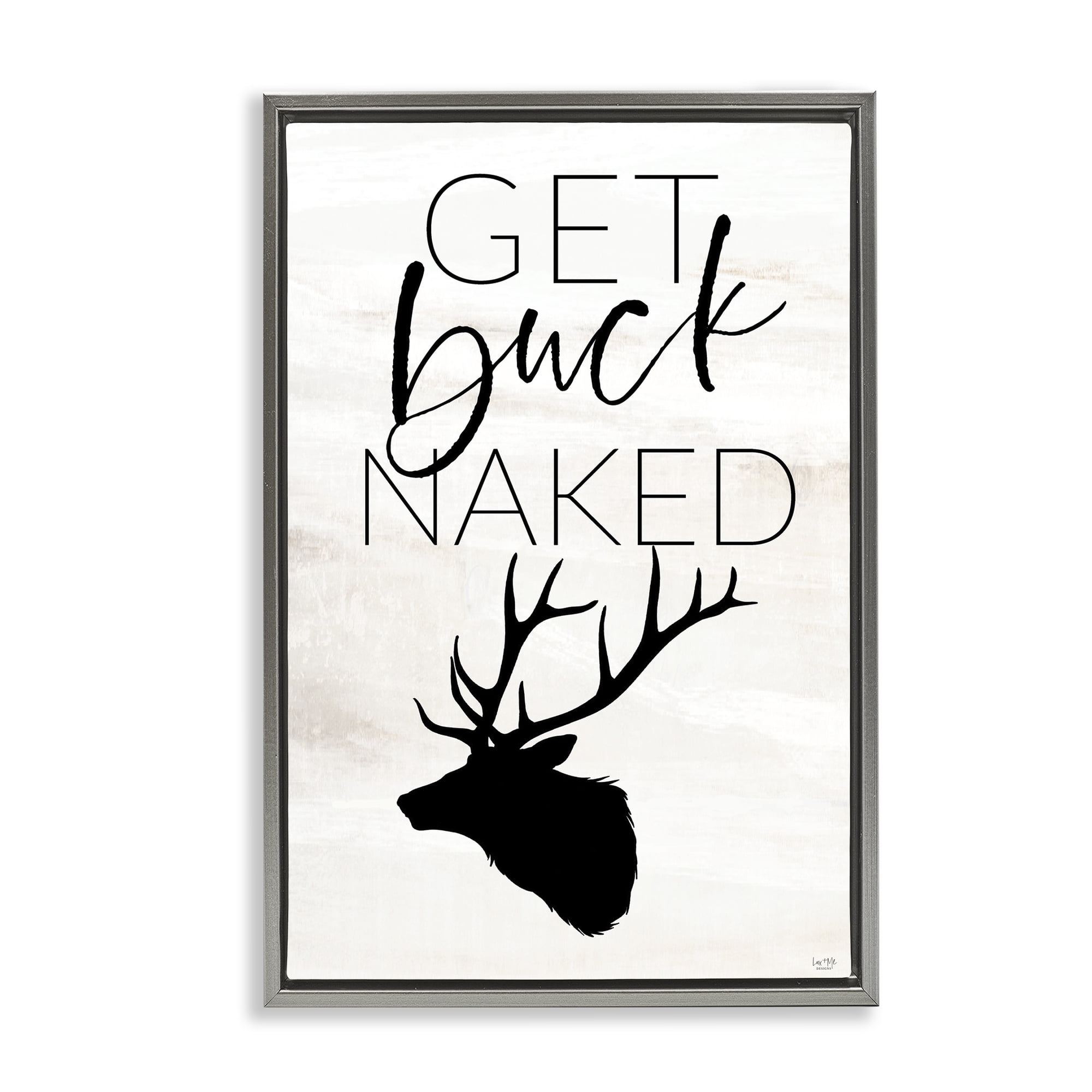 Stupell Industries Get Buck Naked Gray Framed Floater Canvas Wall Art, design by Lux + Me Designs