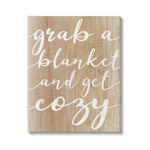 Stupell Industries Get Cozy Rustic Phrase Inspirational Painting Gallery Wrapped Canvas Print Wall Art