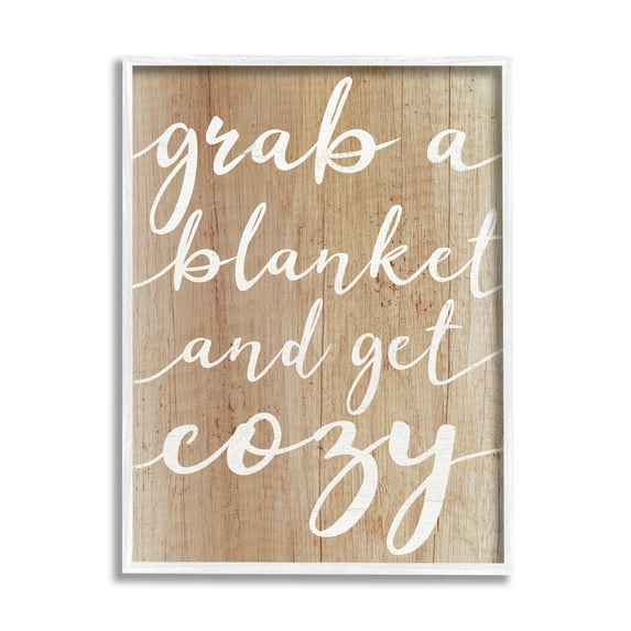 Stupell Industries Get Cozy Rustic Phrase Inspirational Painting White Framed Art Print Wall Art