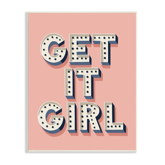 Stupell Industries Get It Girl Bold Polka Dot Typography over Pink, 10 x 15, Designed by Jo Taylor