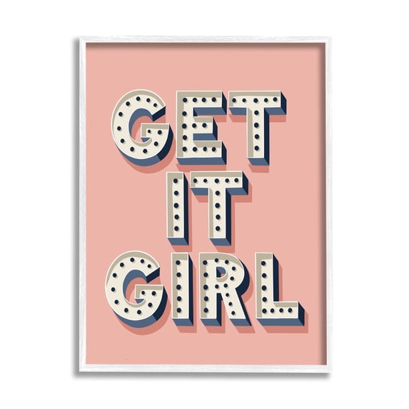 Stupell Industries Get It Girl Bold Polka Dot Typography over Pink, 24 x 30, Designed by Jo Taylor