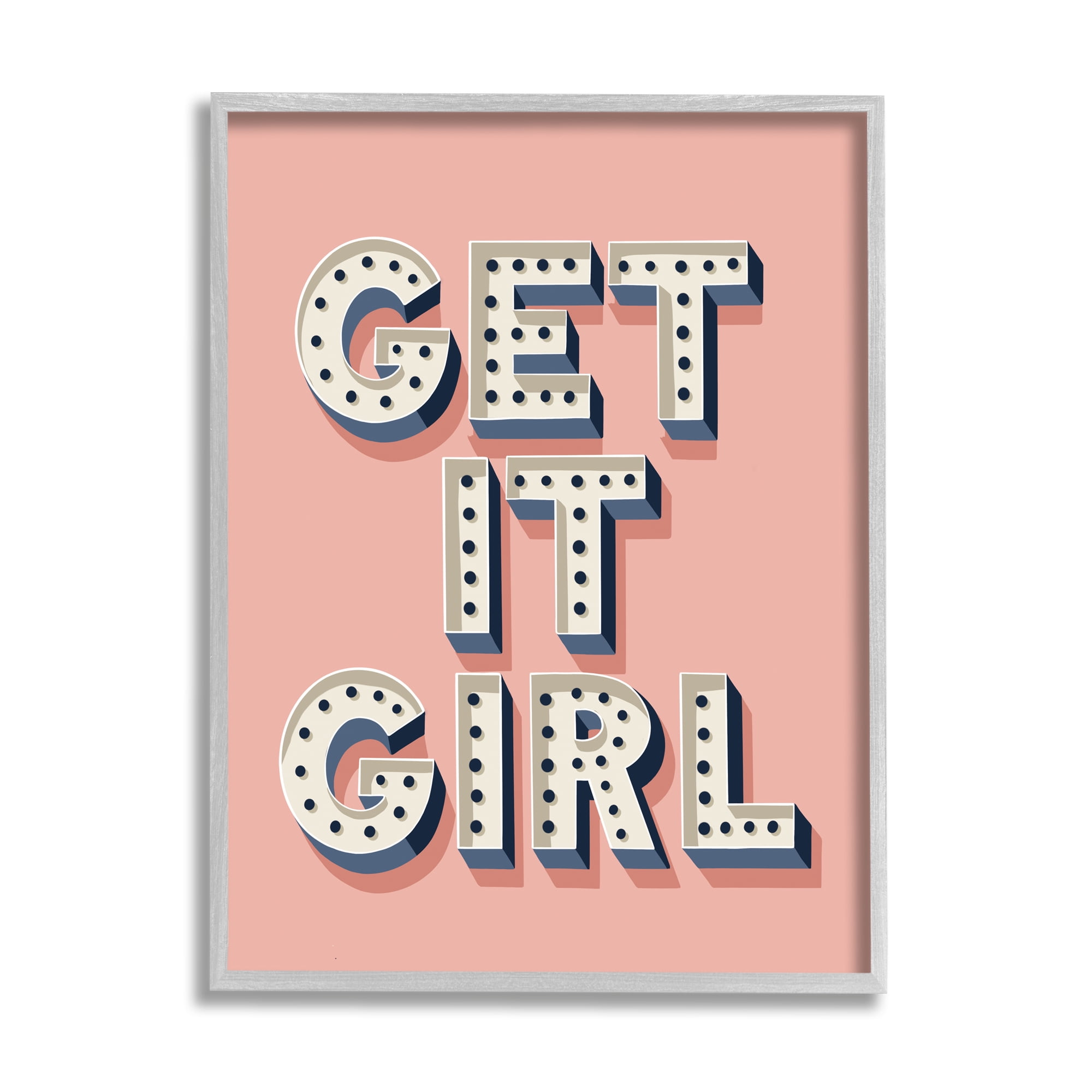 Stupell Industries Get It Girl Bold Polka Dot Typography over Pink, 24 x 30, Designed by Jo Taylor