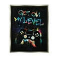 thumbnail image 1 of Stupell Industries Get On My Level Gaming Controller Neon Paint Splatter Graphic Art Luster Gray Floating Framed Canvas Print Wall Art, Design by Victoria Barnes, 1 of 5