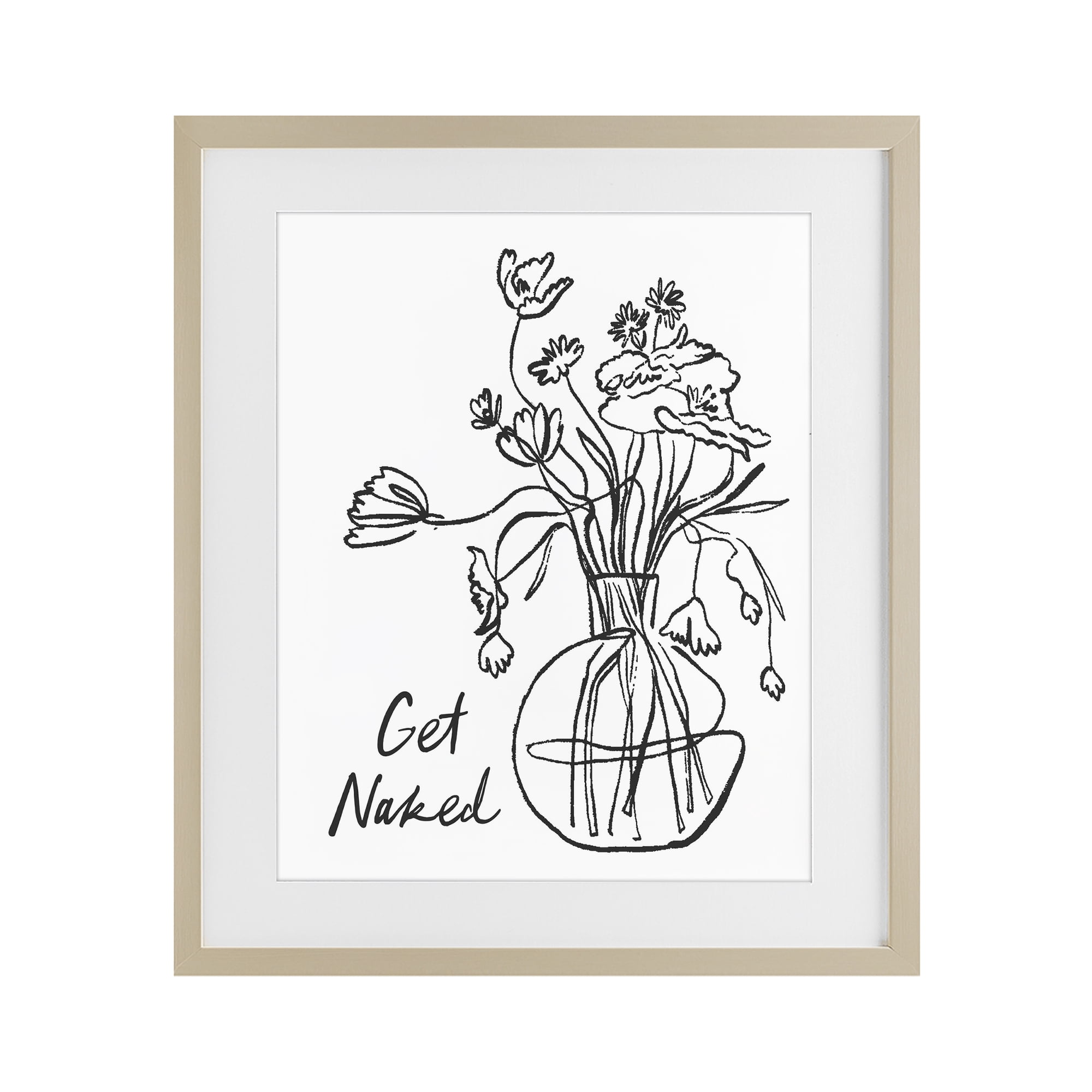 Stupell Industries Get Naked Flower Contour Birch Framed Print Under Glass, design by Lettered and Lined