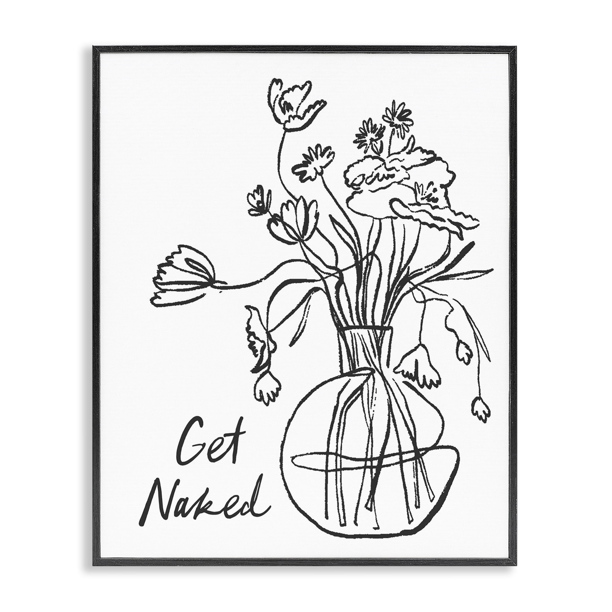 Stupell Industries Get Naked Flower Contour Black Framed Giclee Art, design by Lettered and Lined