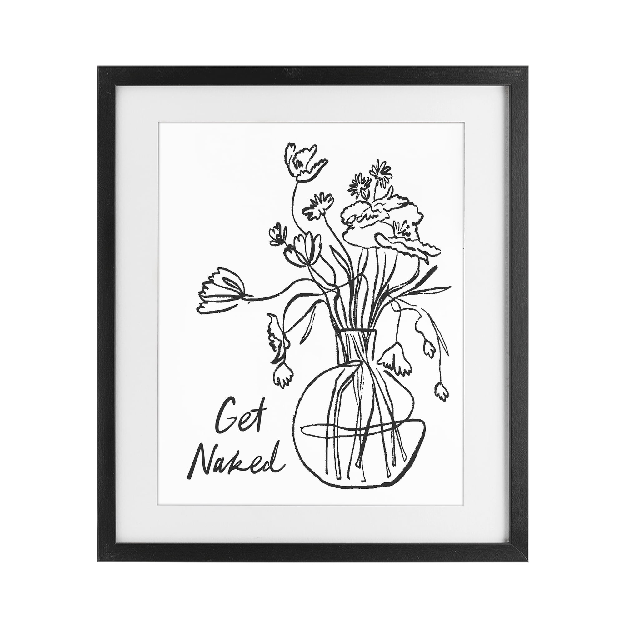 Stupell Industries Get Naked Flower Contour Black Framed Print Under Glass, design by Lettered and Lined