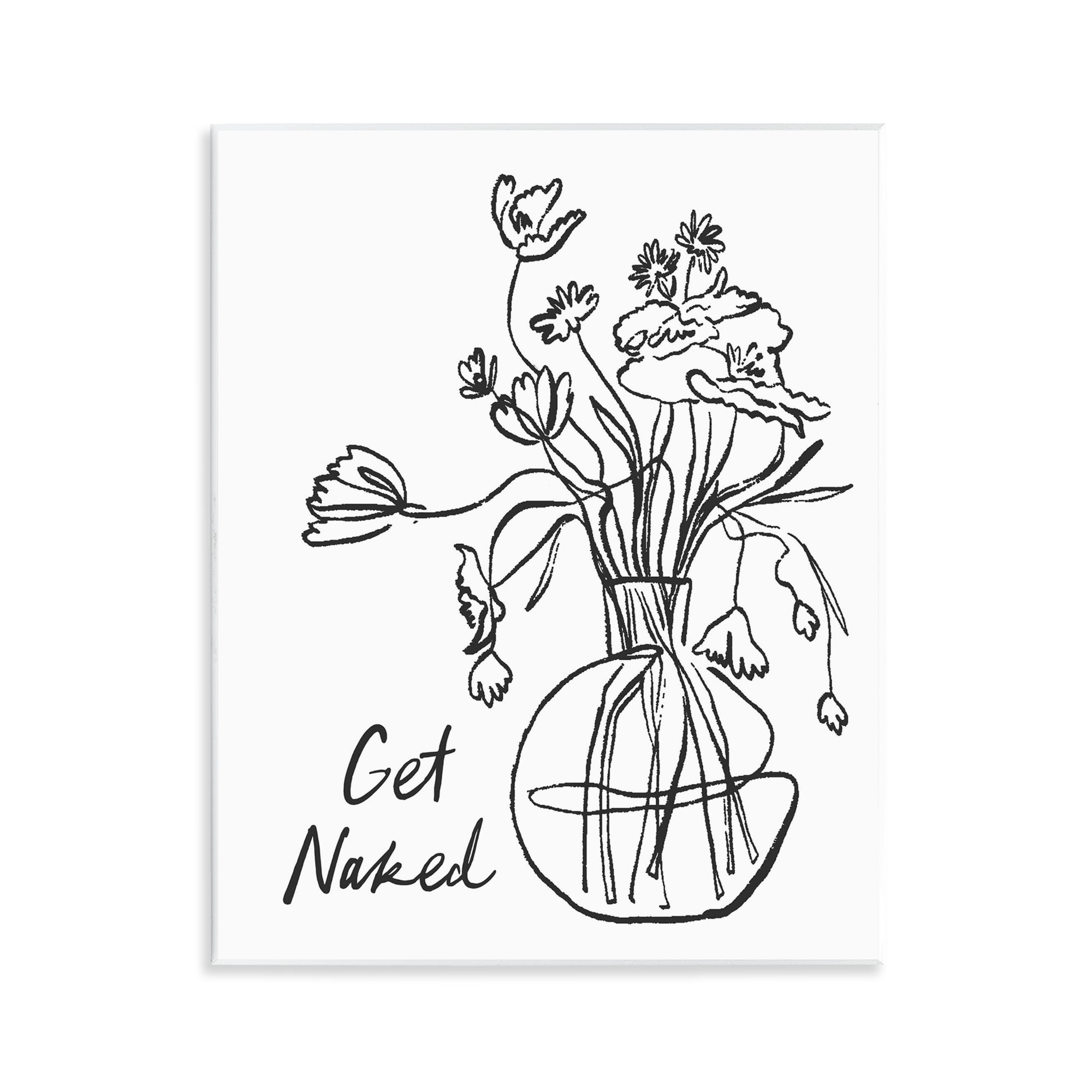 Stupell Industries Get Naked Flower Contour Wall Plaque Art, design by Lettered and Lined