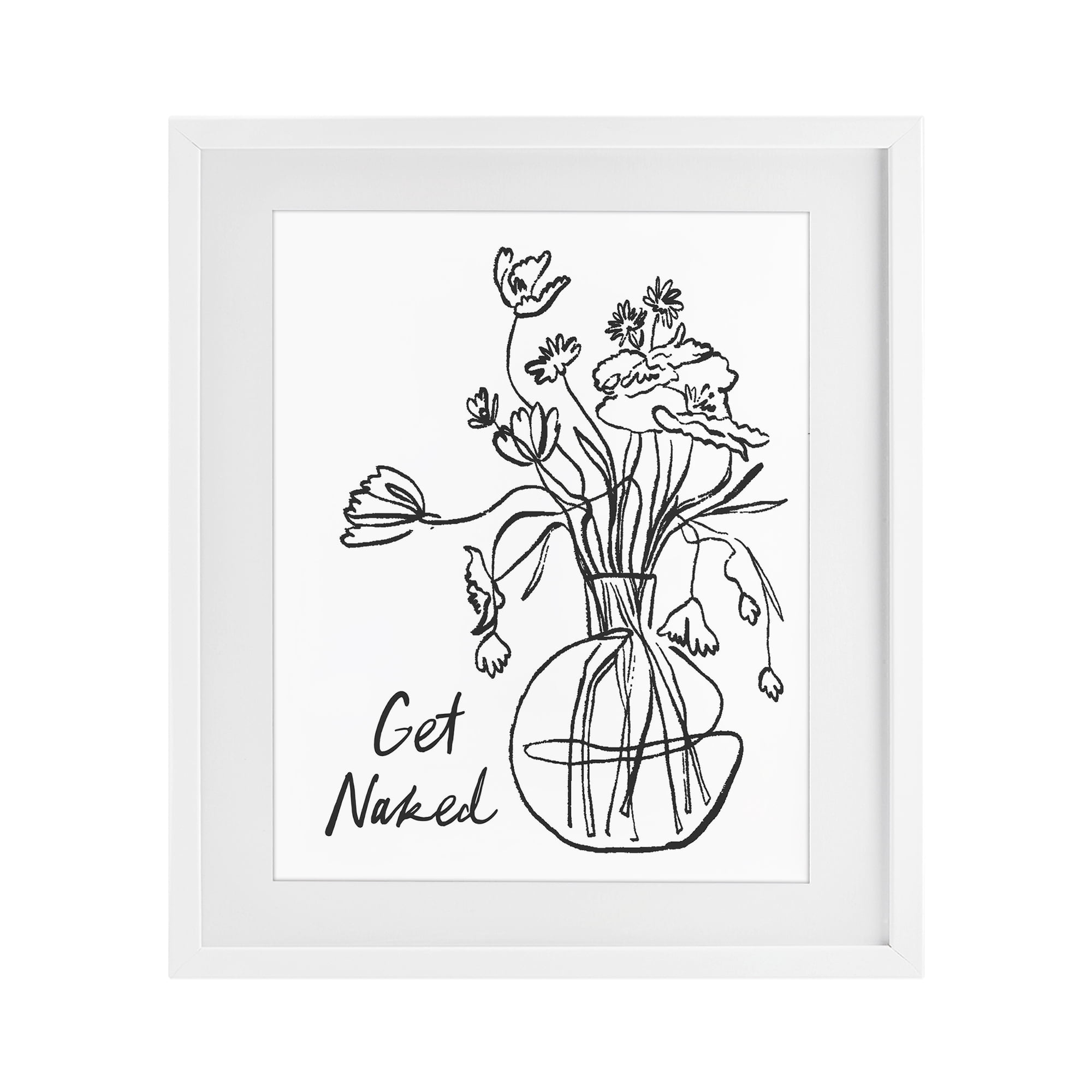 Stupell Industries Get Naked Flower Contour White Framed Print Under Glass, design by Lettered and Lined