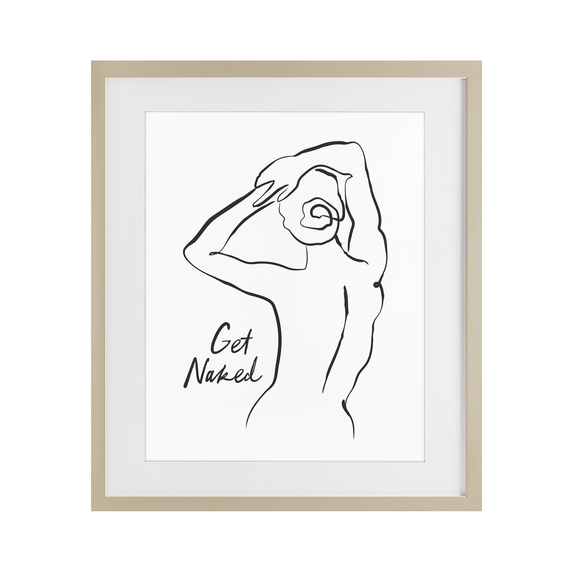 Stupell Industries Get Naked Nude Silhouette Birch Framed Print Under Glass, design by Lettered and Lined
