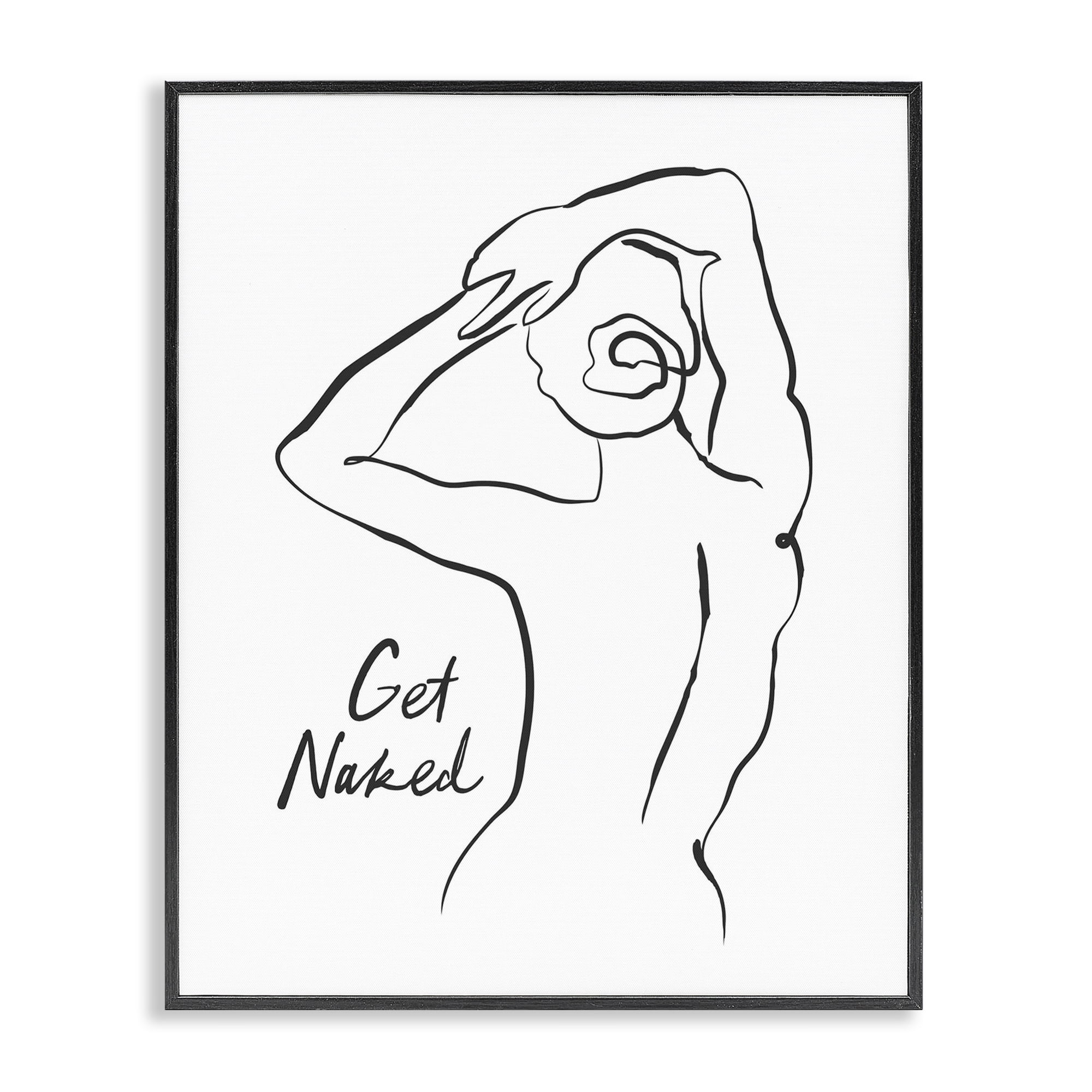 Stupell Industries Get Naked Nude Silhouette Black Framed Giclee Art, design by Lettered and Lined