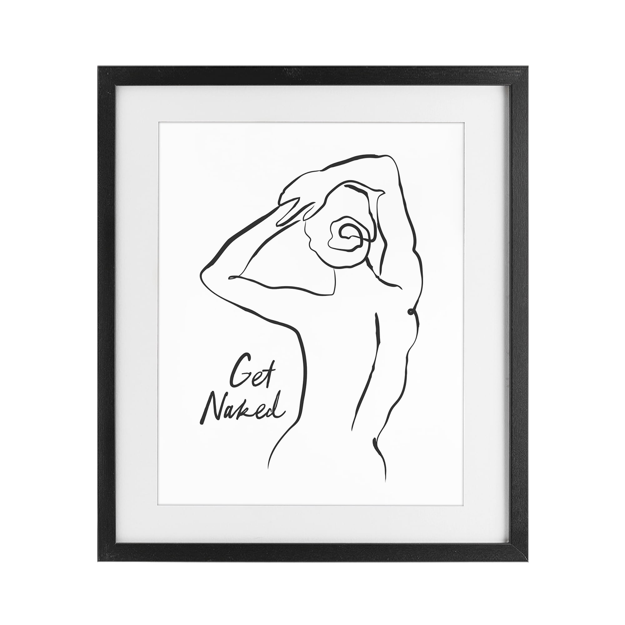 Stupell Industries Get Naked Nude Silhouette Black Framed Print Under Glass, design by Lettered and Lined
