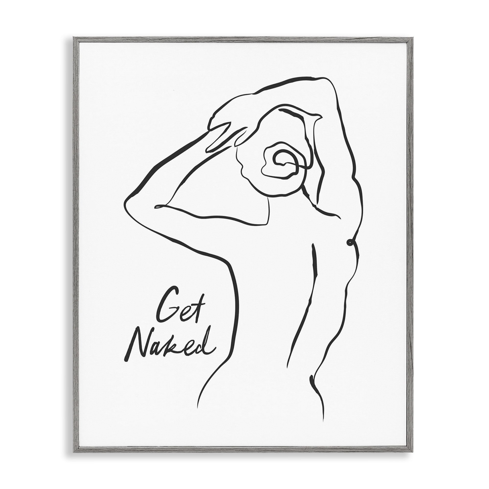 Stupell Industries Get Naked Nude Silhouette Gray Framed Giclee Art, design by Lettered and Lined