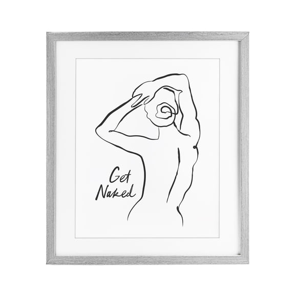 Stupell Industries Get Naked Nude Silhouette Gray Framed Print Under Glass, design by Lettered and Lined