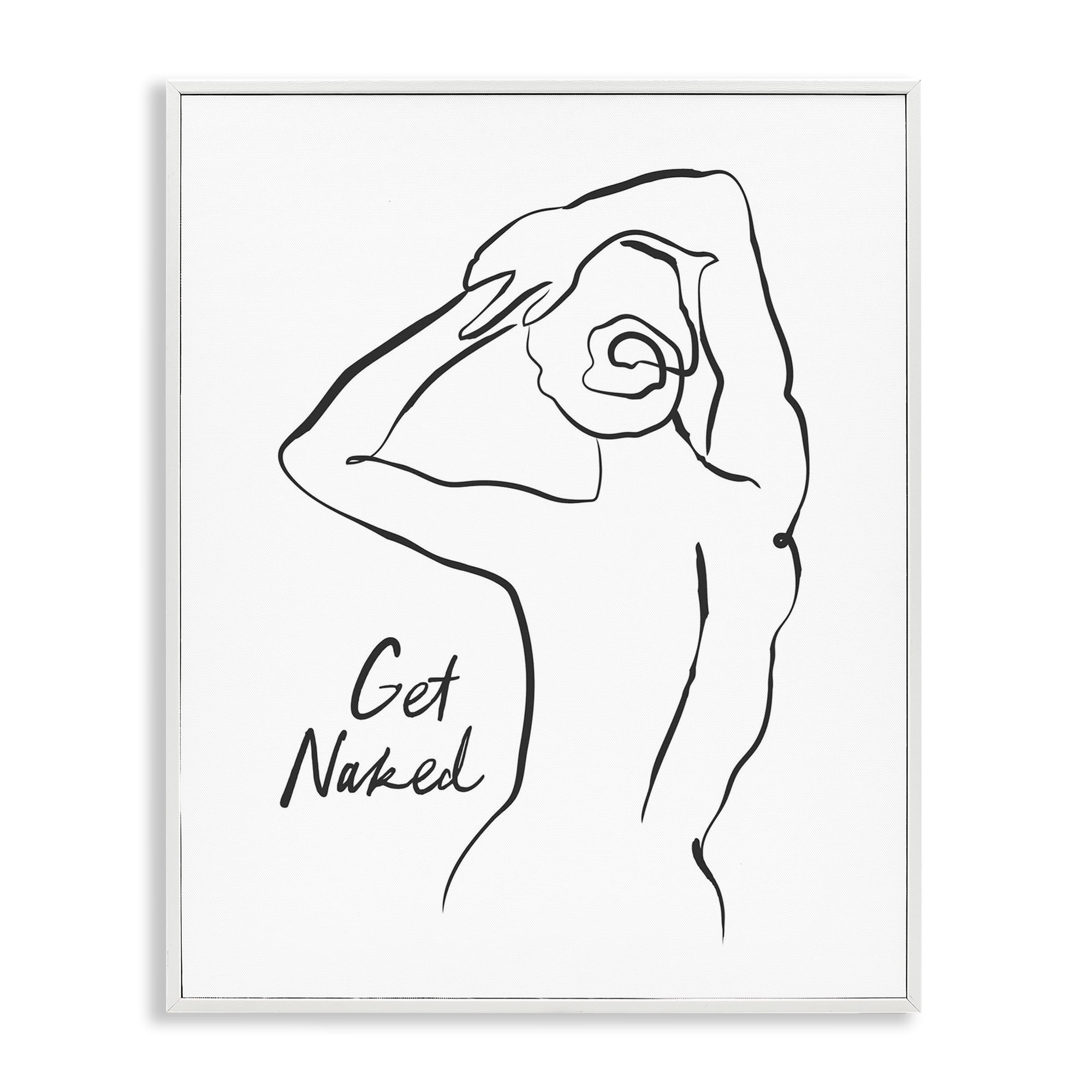 Stupell Industries Get Naked Nude Silhouette White Framed Giclee Art, design by Lettered and Lined