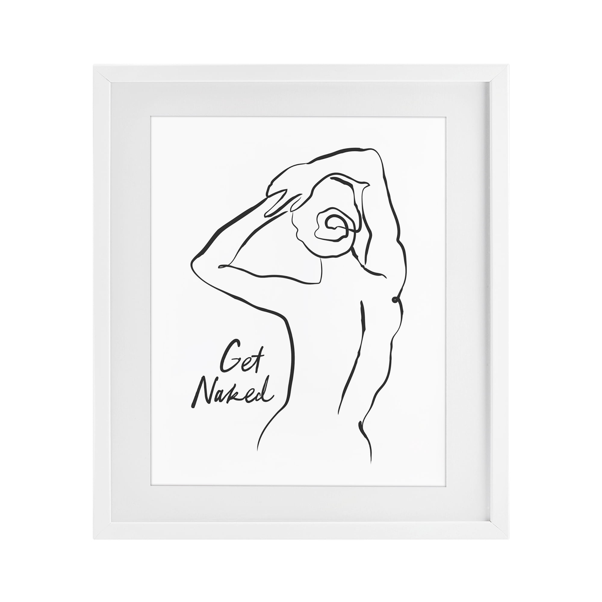 Stupell Industries Get Naked Nude Silhouette White Framed Print Under Glass, design by Lettered and Lined