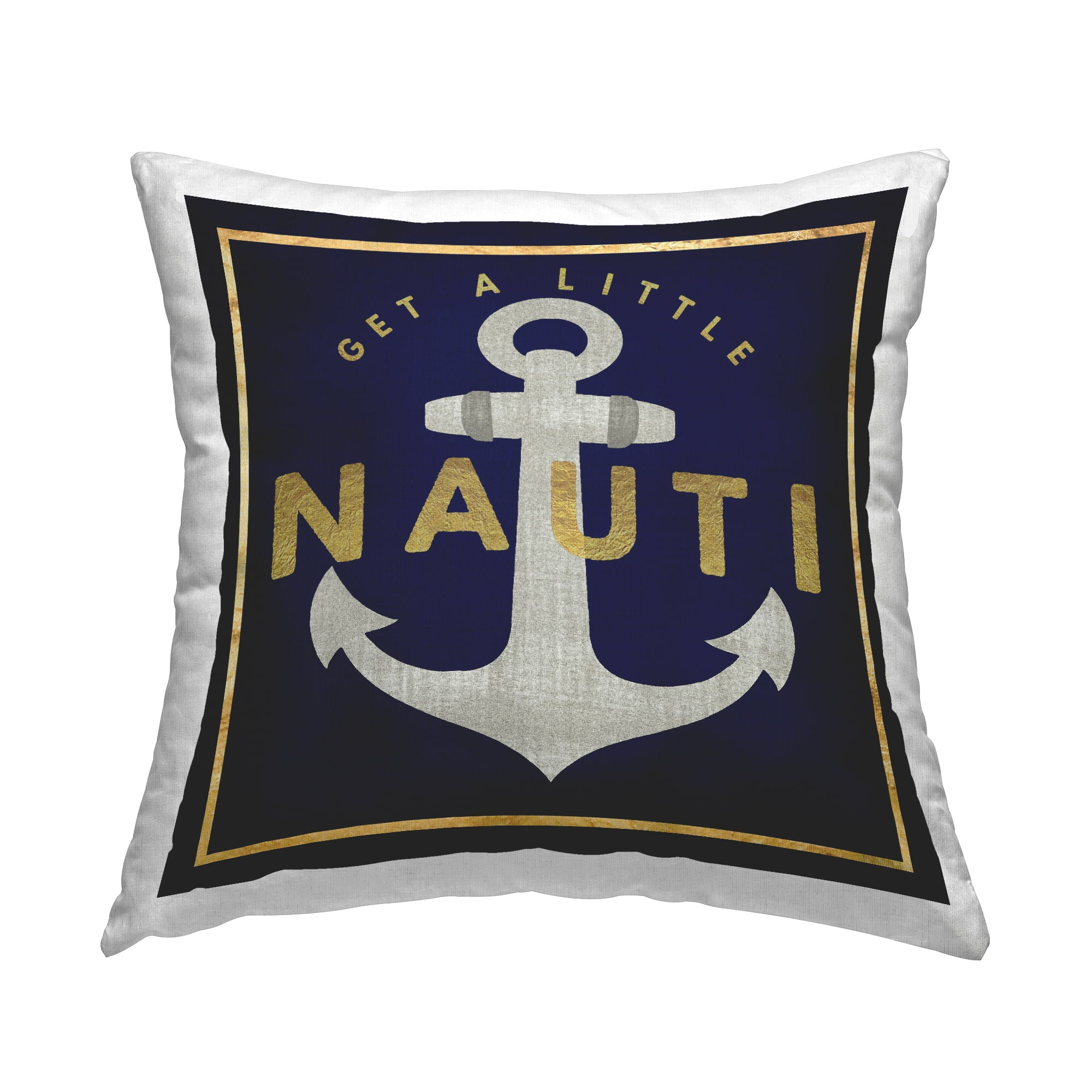 Stupell Industries Get Nauti Maritime Anchor Square Decorative Printed Throw Pillow, 18 x 18