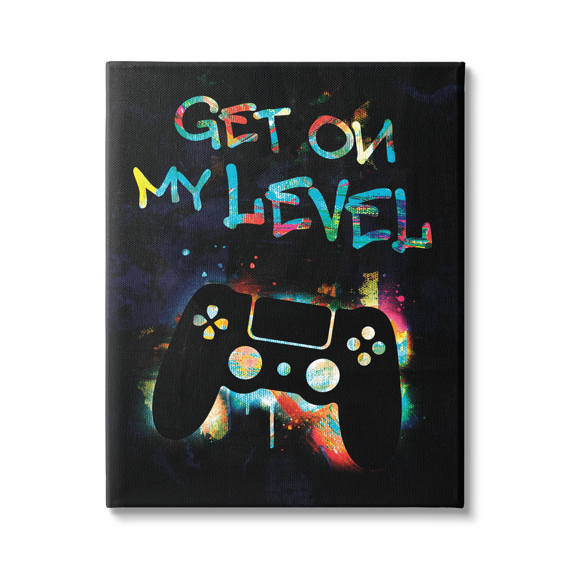 Stupell Industries Get On My Level Gaming Controller Neon Paint Splatter Graphic Art Gallery Wrapped Canvas Print Wall Art, Design by Victoria Barnes